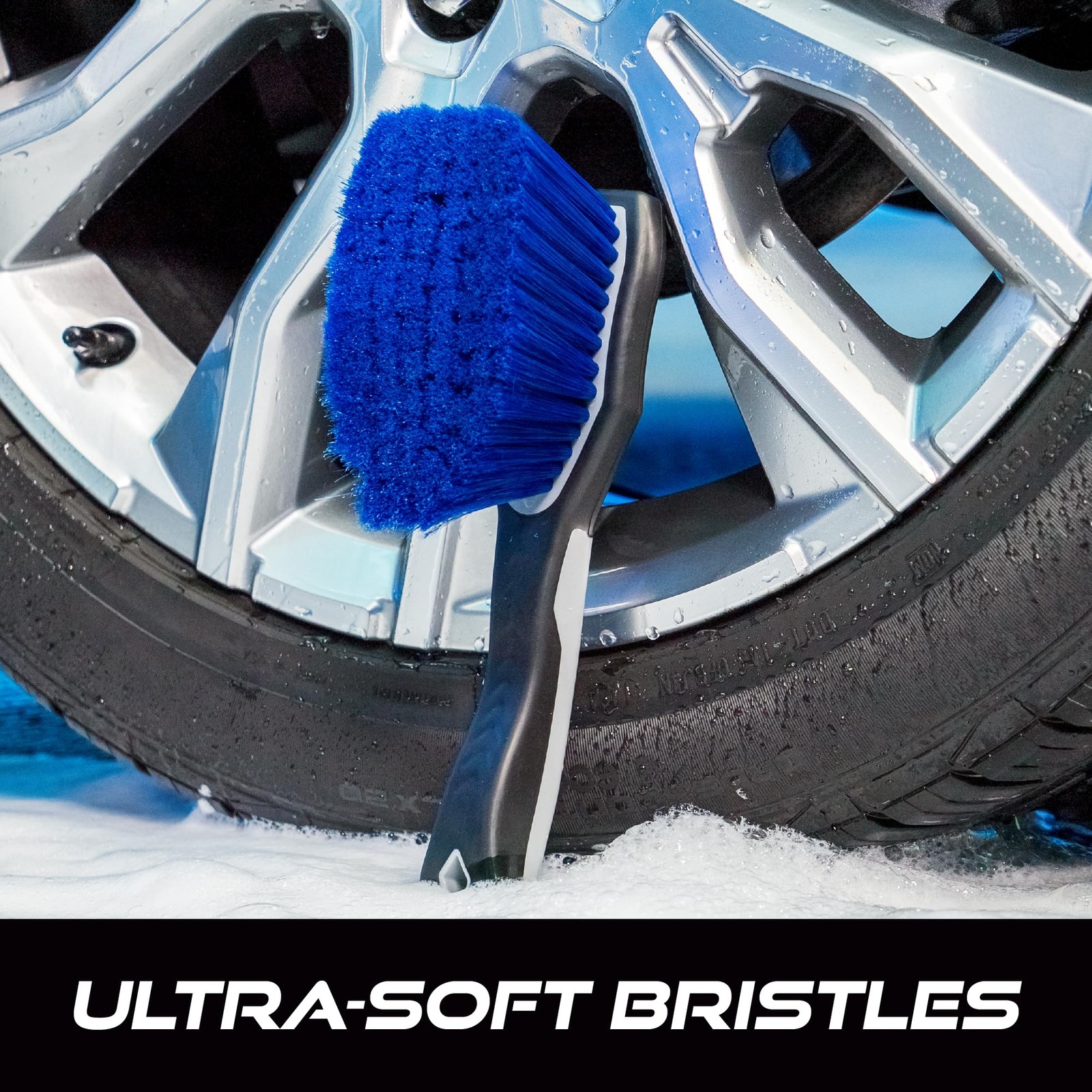 VIKING Wheel Brush for Rims, Cleaning Tires, Grey, 10.3 x 3.3 Gray