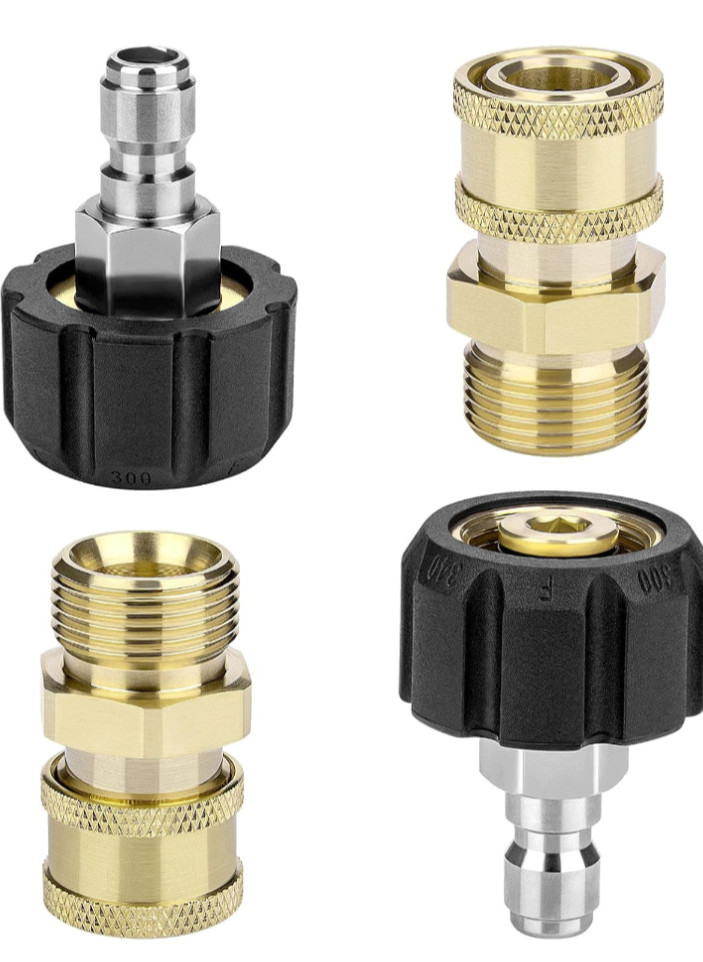 Pressure Washer Adapter Set, 2 Pair M22 (M22-14MM) 1/4” Quick Connect, Pressure