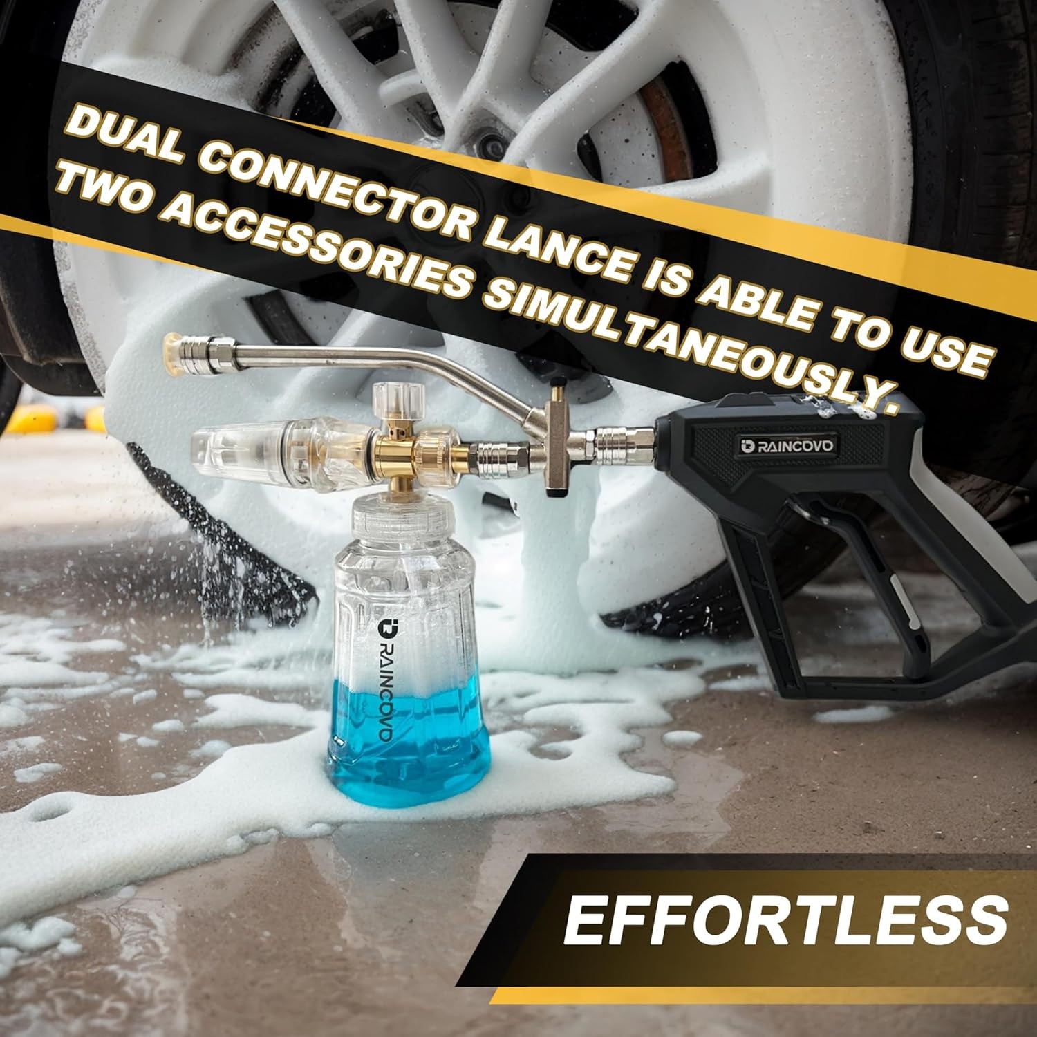Foam Cannon W/ Short Pressure Washer Gun Dual Connector Accessories Snow Soap