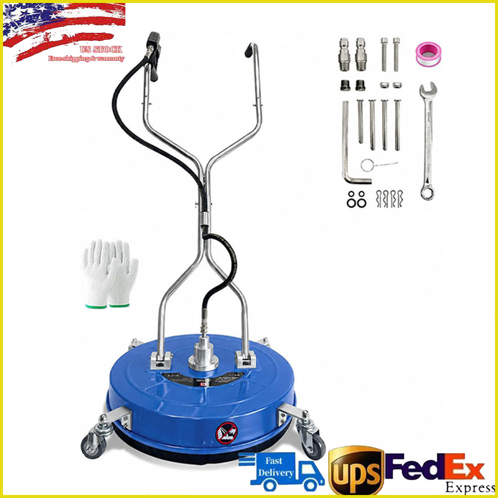 24″ Pressure Washer Surface Cleaner 4900PSI w/ Handles & Wheels Stainless Steel