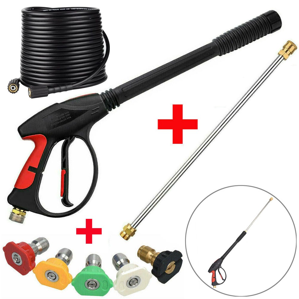 High Pressure Power Washer Spray Gun Wand Lance Nozzle Tips 50FT Hose Kit M22
