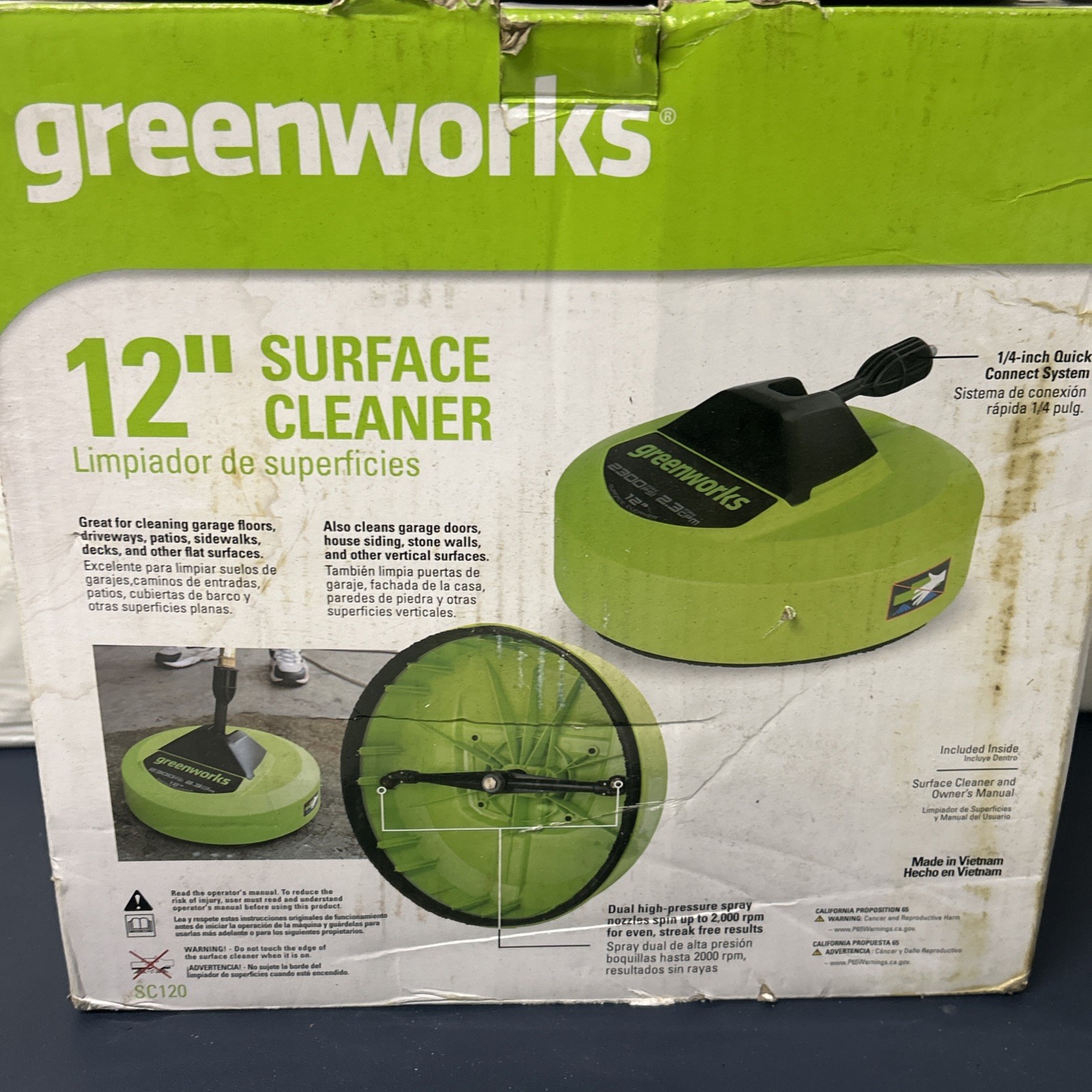 Greenworks 12 inch Pressure Washer Attachment Surface Cleaner 2300 Psi See Pics