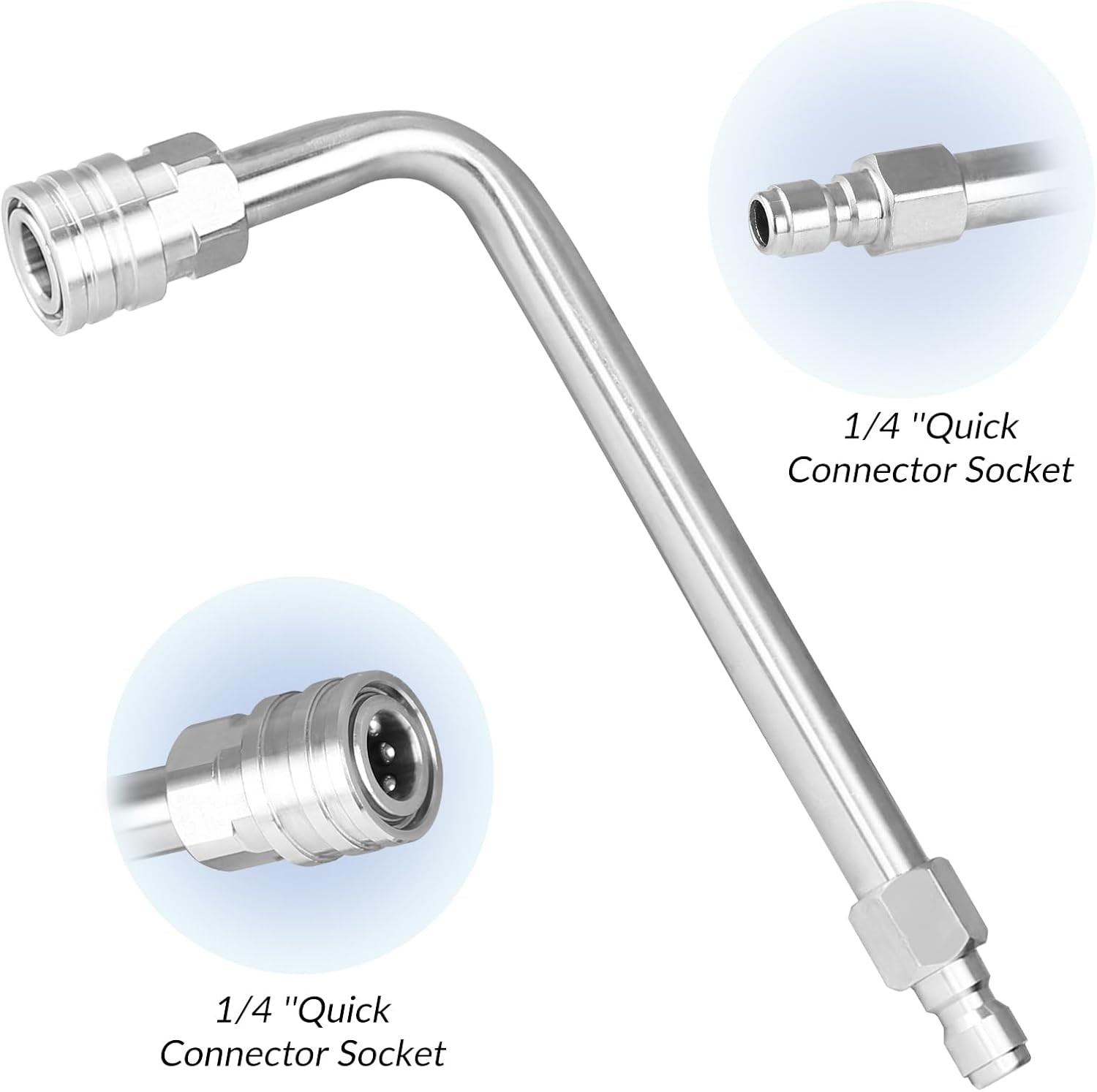 Pressure Washer Gutter Rod, 7 Inch 90 Degree Curved Angled Stainless Steel Lance