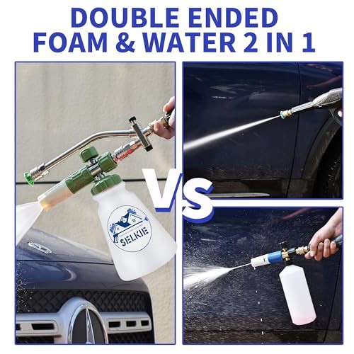 Foam Cannon with Double Tip Attachment,Adjustable Dual White Foam Cannon