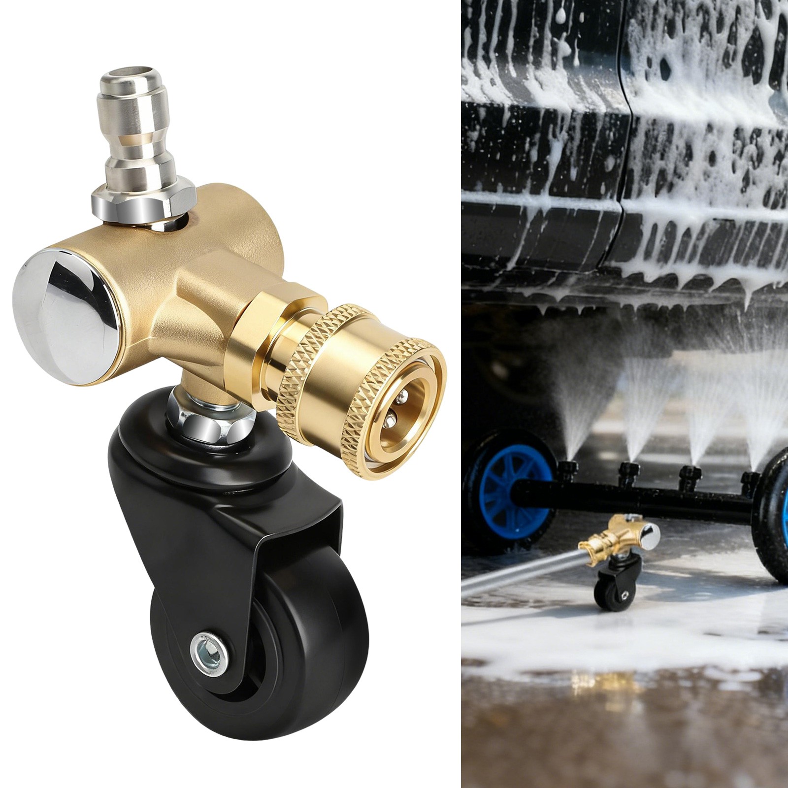 4000 PSI Pressure Washer Undercarriage Cleaner Swivel Wheel 1/4in Quick Connect