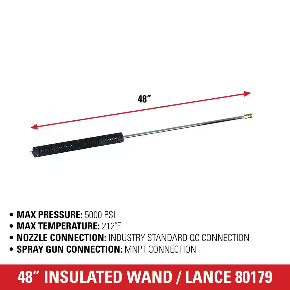 Universal 48 In. Insulated Extension Spray Wand with MNPT Inlet Connection for H