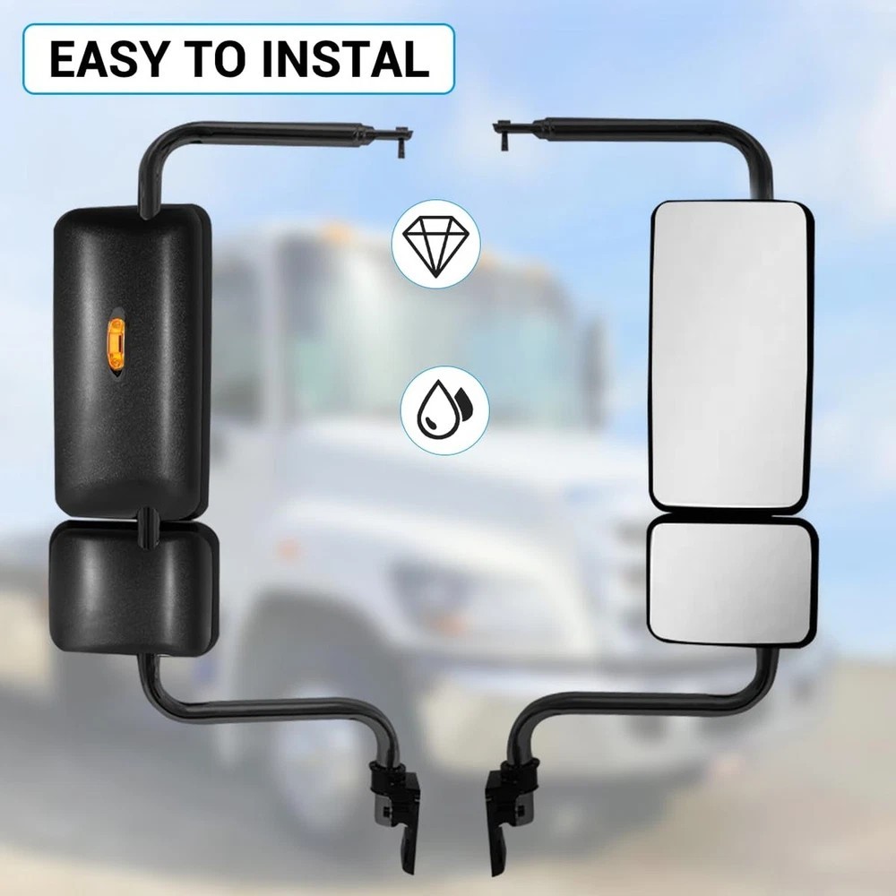 Black Door Mirror with Signal Light Power Heated Adjustable Mirrors Left Driv…