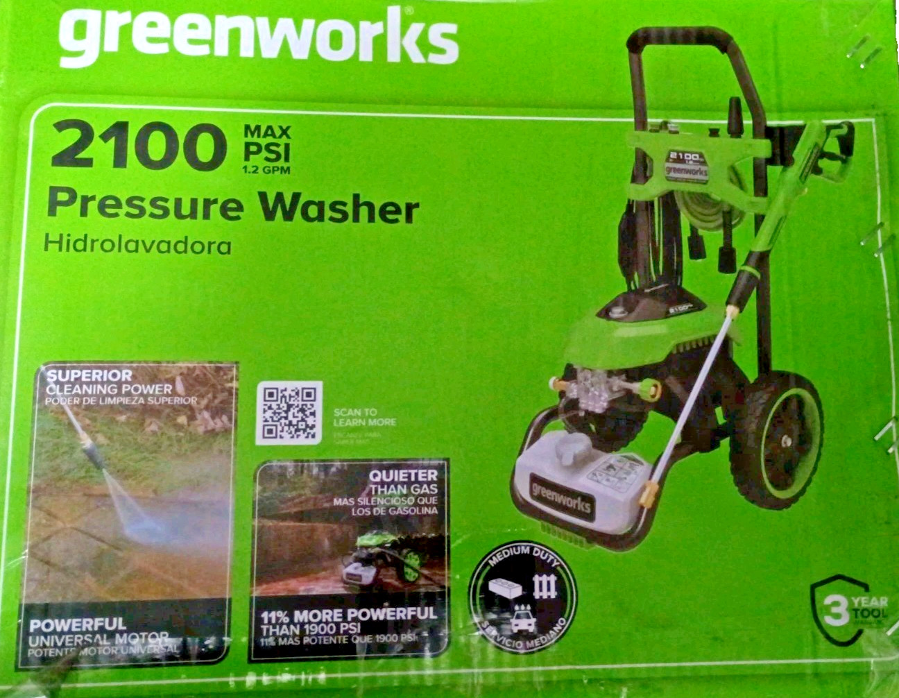 Greenworks Pro 2100 PSI 1.2 GPM Electric Pressure Washer Brushless BNIB
