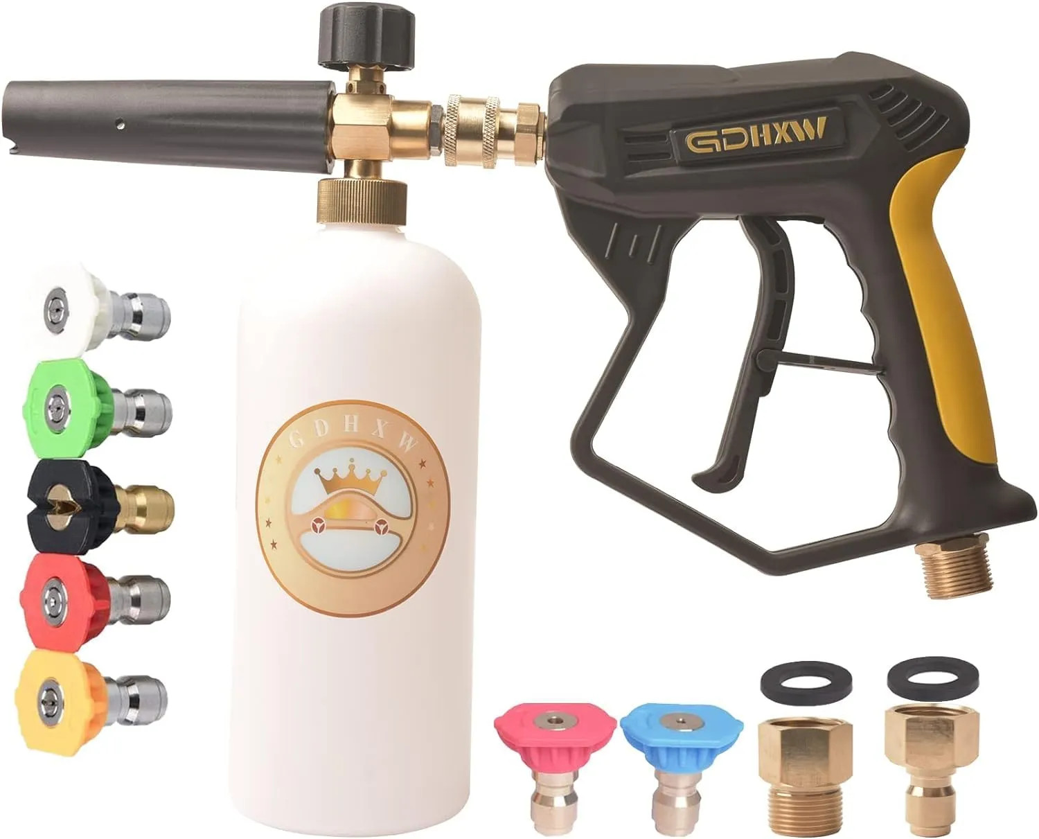 High Pressure Washer Gun With Foam Cannon 2 Adapters And 7 Spray Nozzles For Car