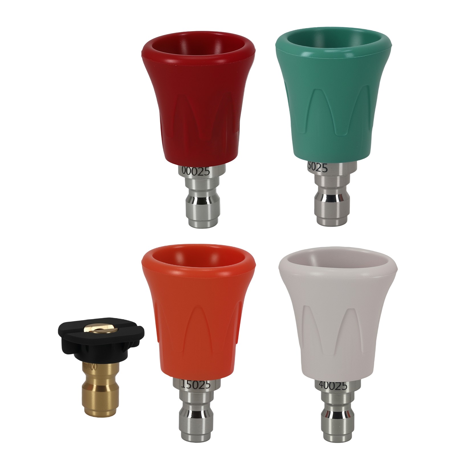 5 Piece Power Washer Nozzle Tips Stainless Steel 1/4″ Quick Connect w/ Guard