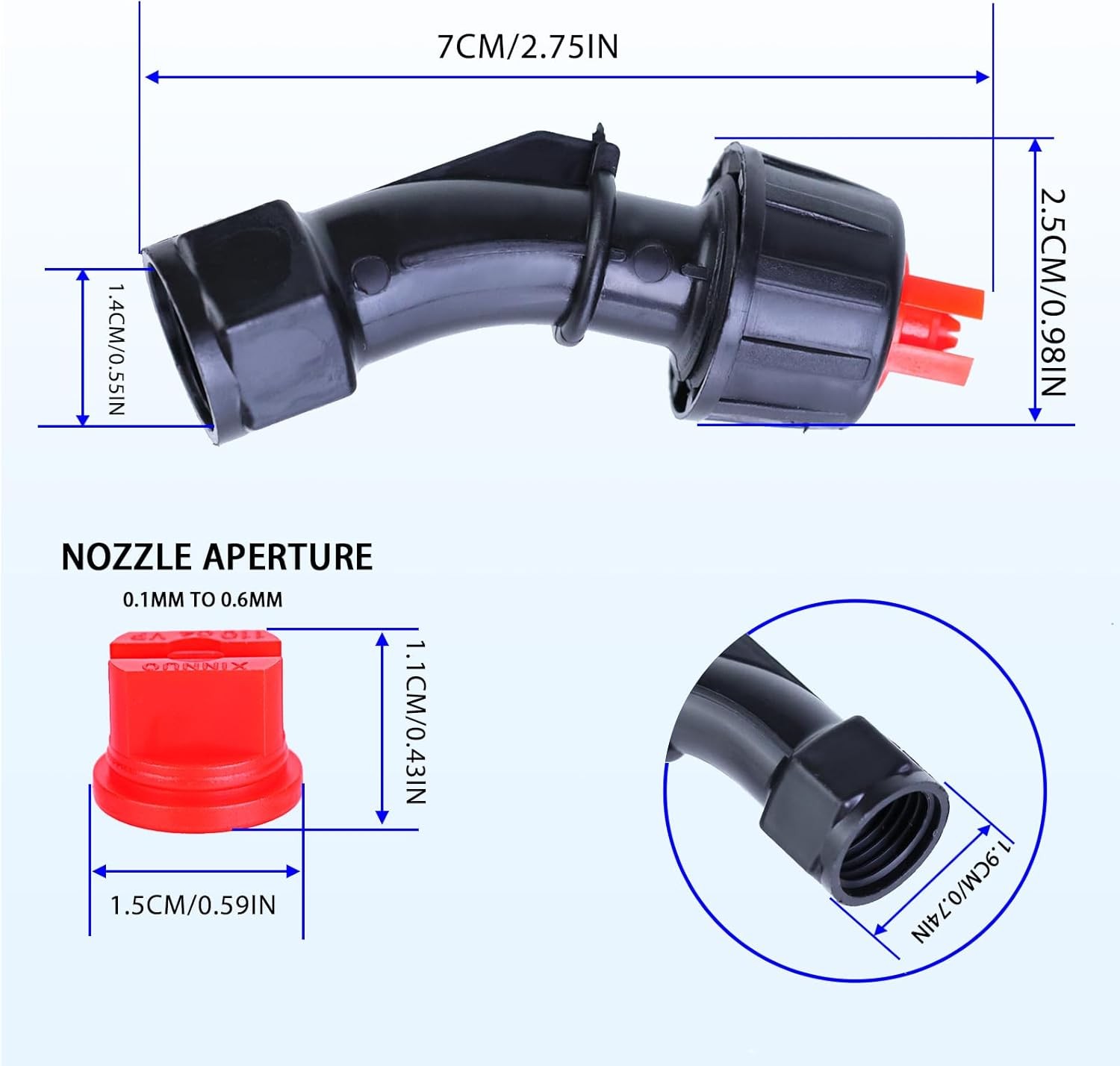 Spray Nozzle Tips 7PCS 0.1-0.6mm Flat Fan