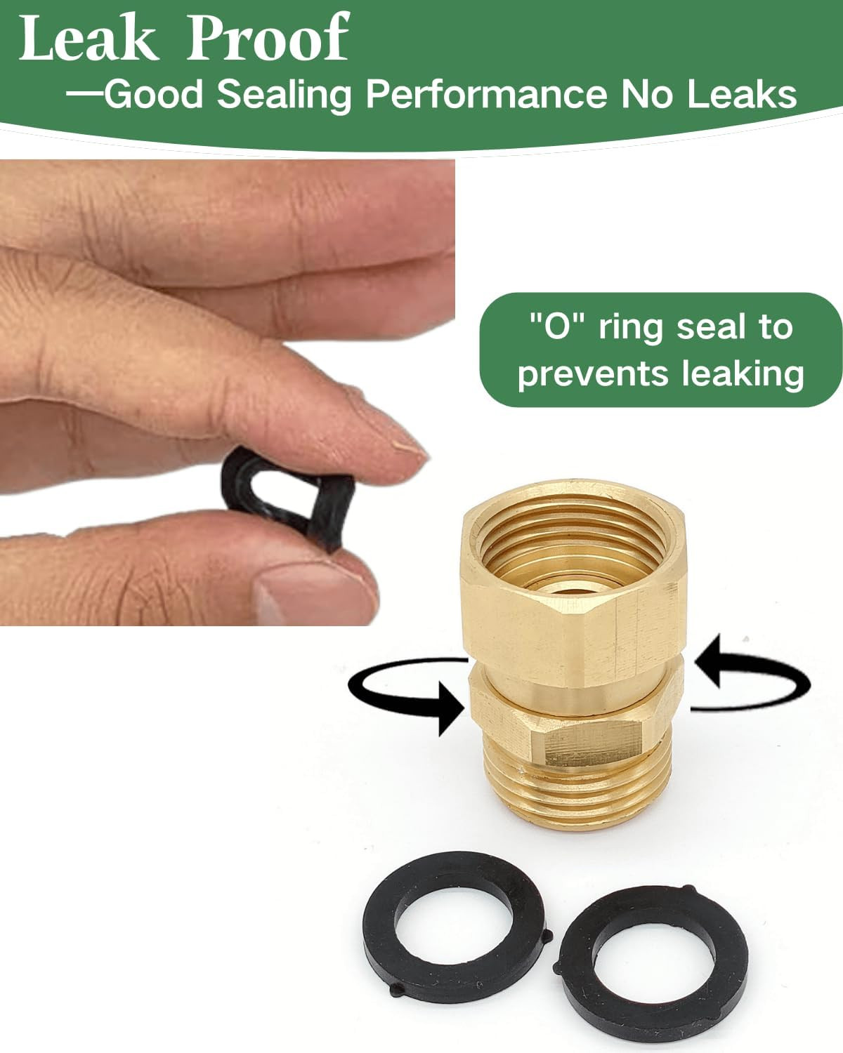 Garden Hose Swivel Adapter for Spray Nozzle with Leak-Proof Seal, 3/4” GHT Fe…