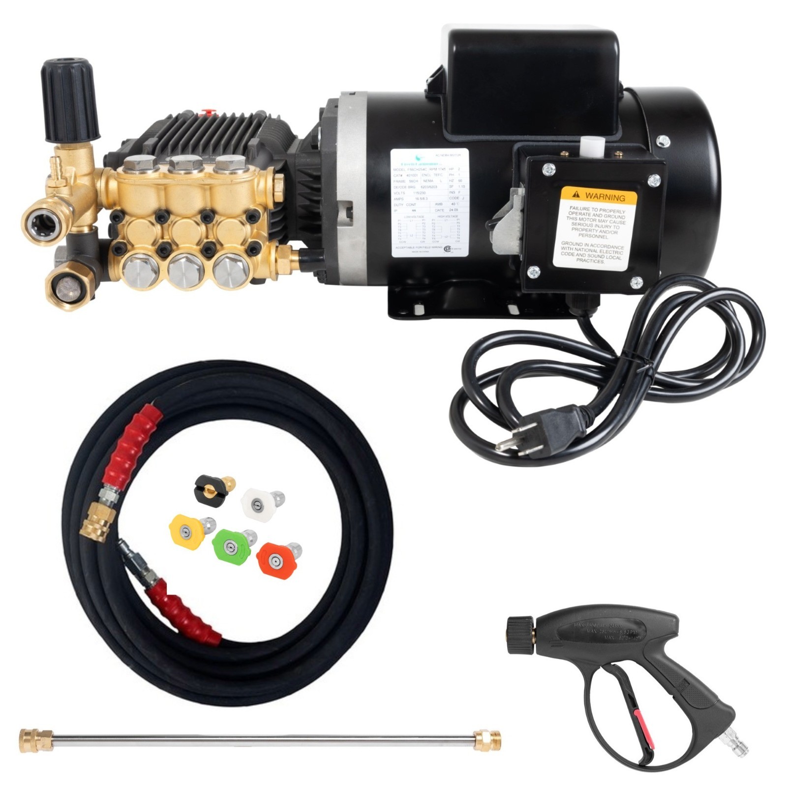 Canpump 1500 PSI 2.2 GPM Electric Pressure Washer w/Accessories, 2 HP 120 V