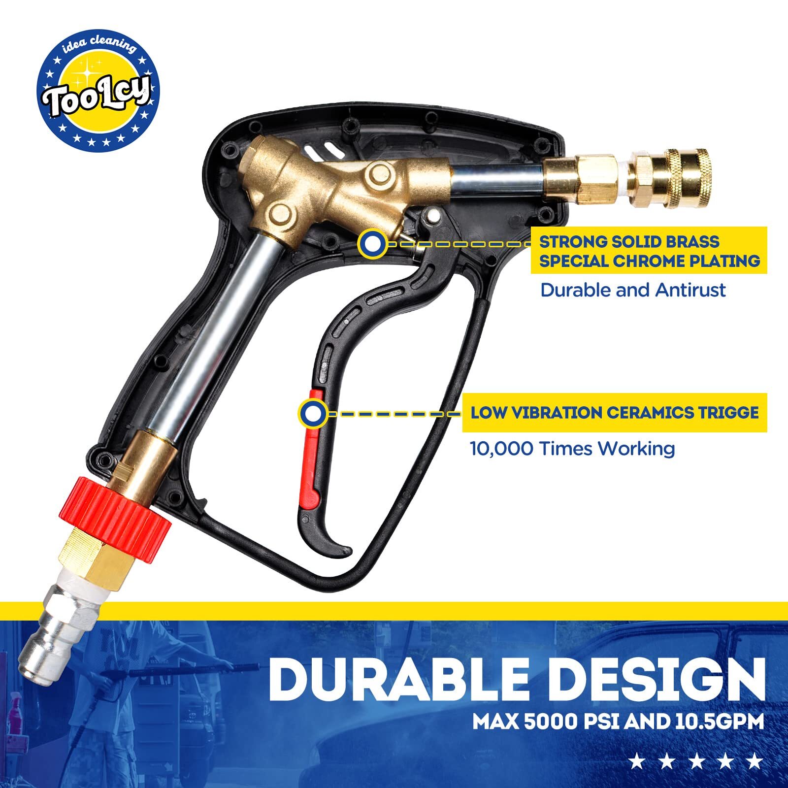 Pressure Washer Short Gun, Commercial 5000 PSI / 10.5 GPM with Nozzle Tips, 3…