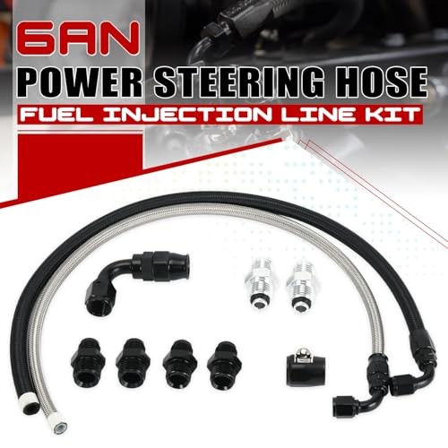 25Inch 6AN Power Steering Pump Hose Kit Compatible with Chevy C10 LS Swap
