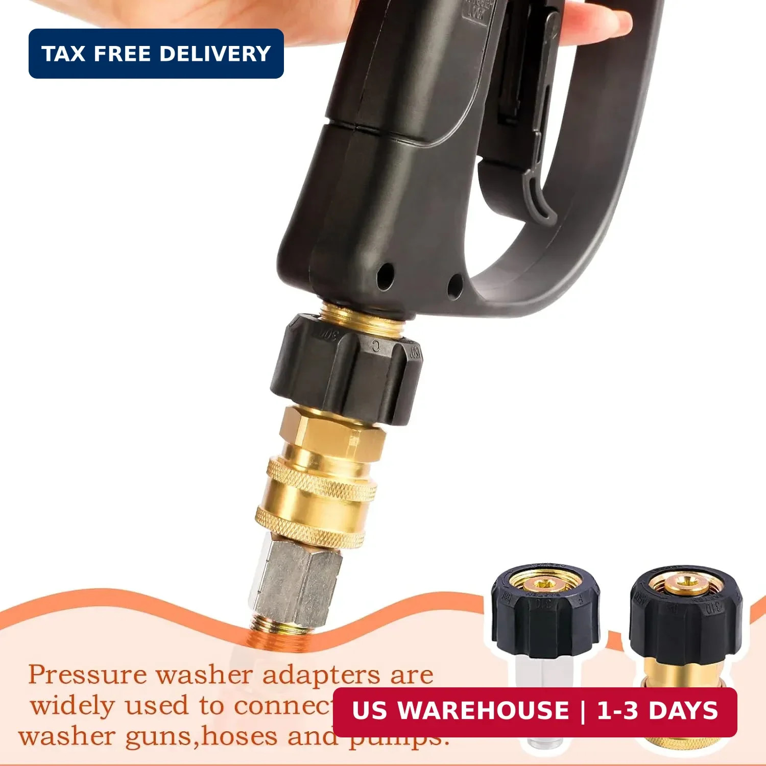 Pressure Washer Adapter Set, M22 14mm to 3/8 inch Quick Connect and Disconnect F