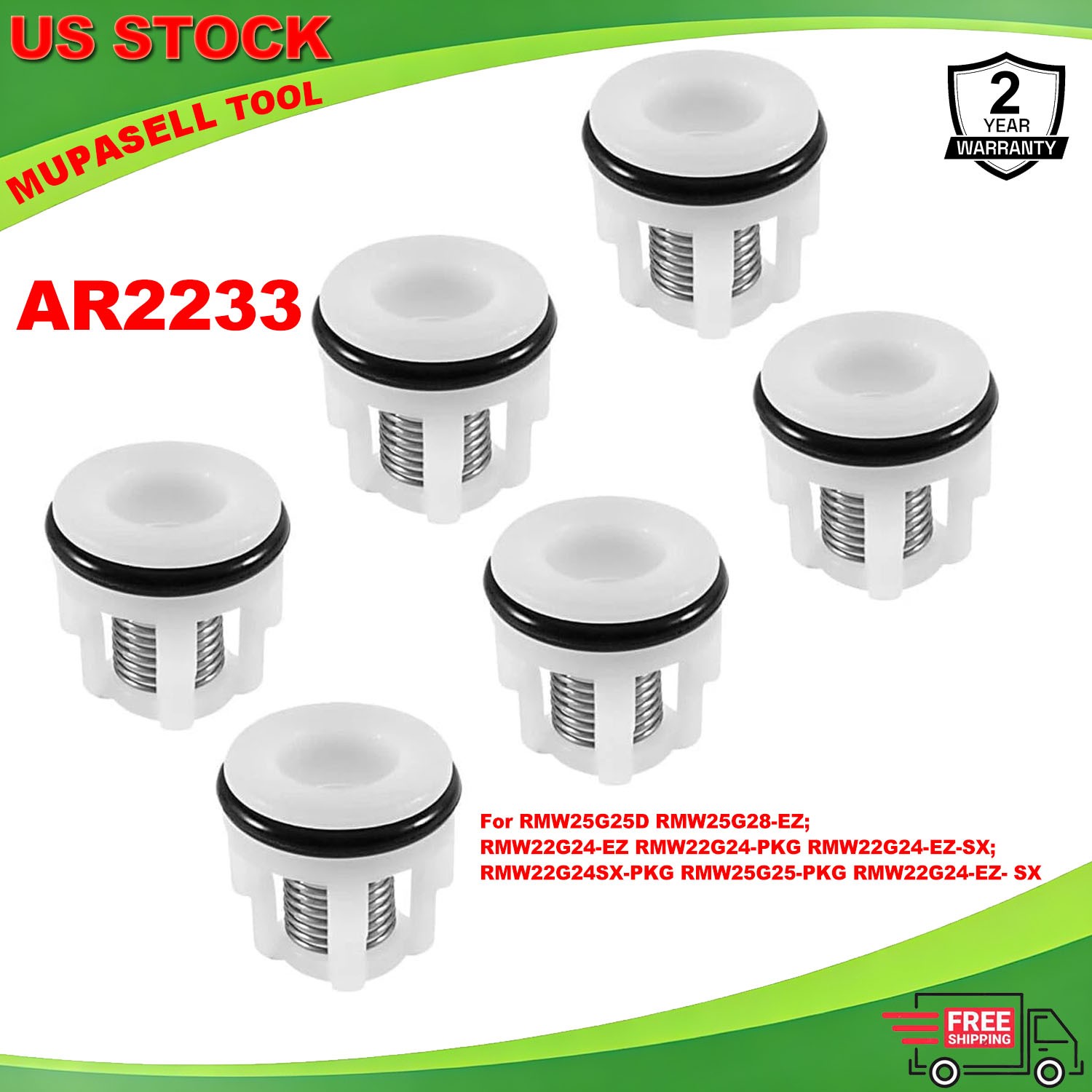 6 Pack Check Valve Kit/ AR2233 Replacement Pressure Washer Pumps Valve Kit