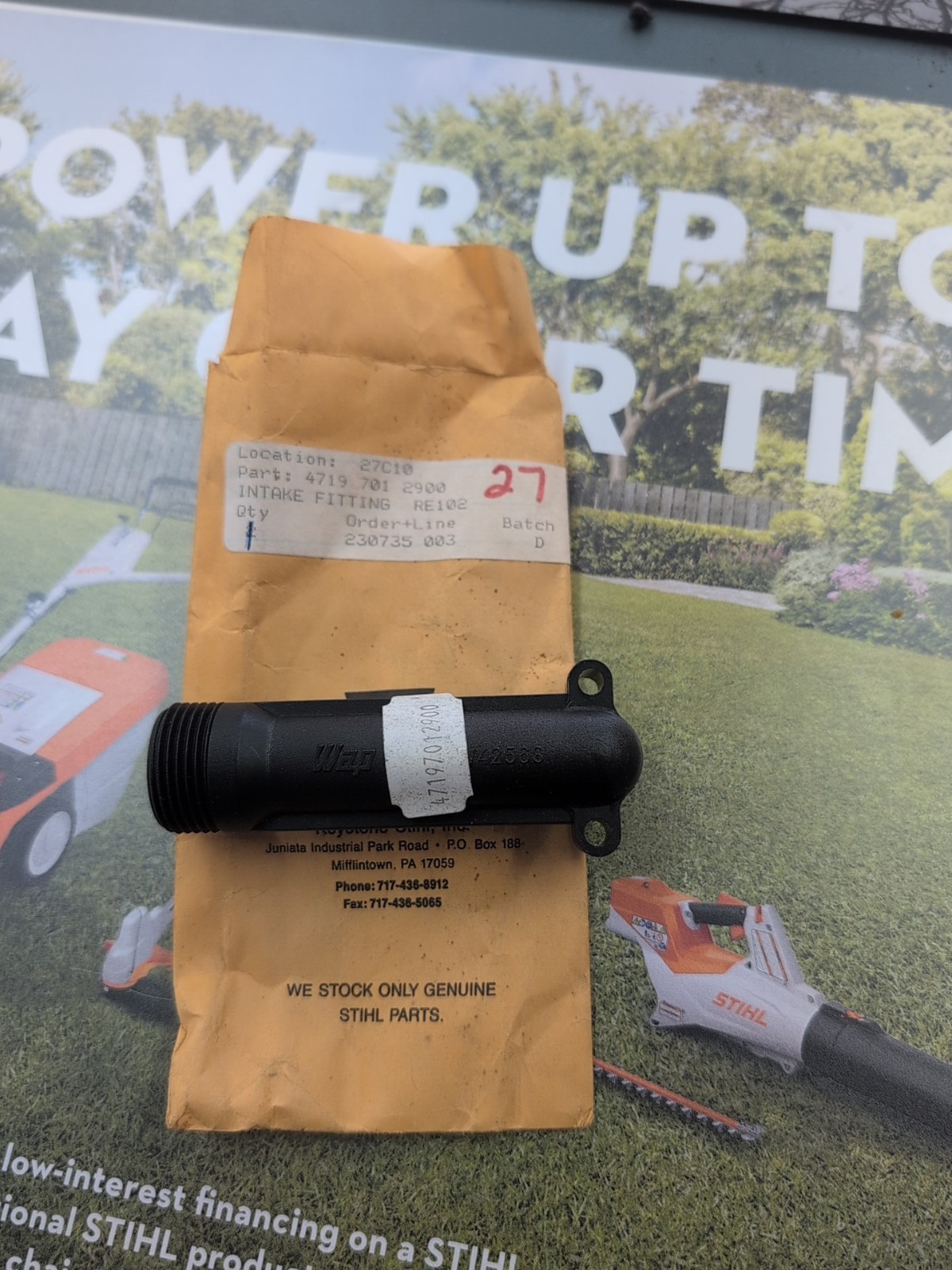 STIHL 4719-701-2900 INTAKE FITTING OEM NOS RE102 RE104 RE106 PRESSURE WASHER