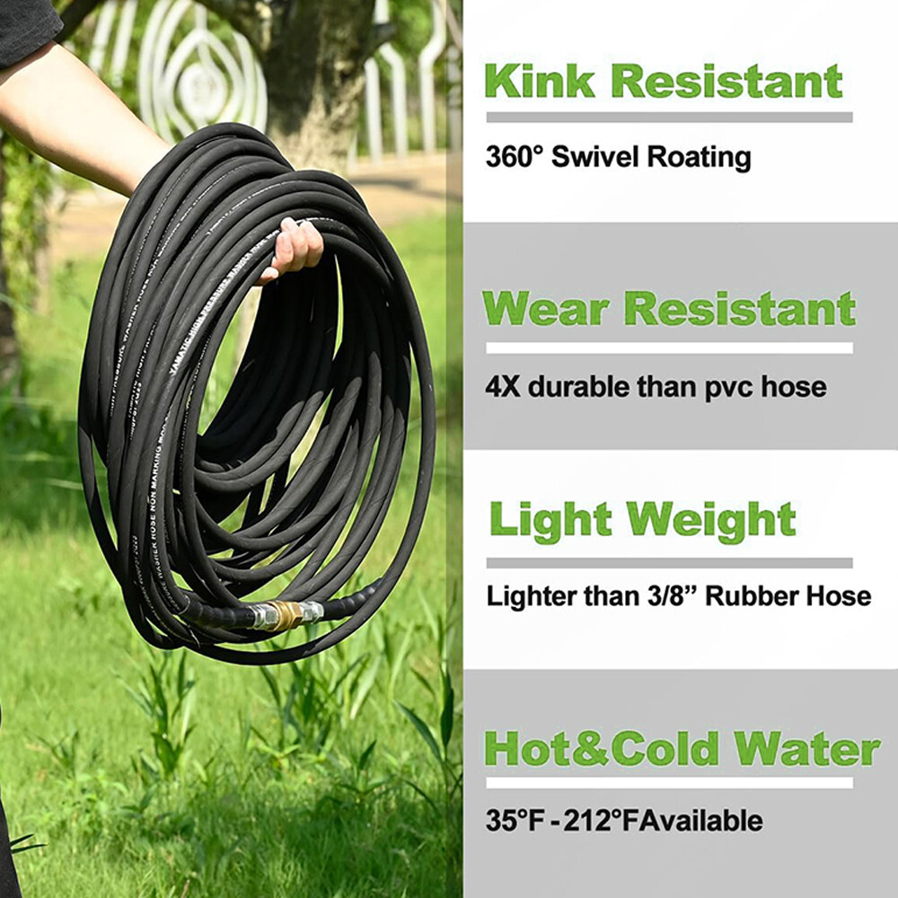 YAMATIC Kink Resistant Pressure Washer Hose Wear Resistant 4000PSI 3/8″ to M22