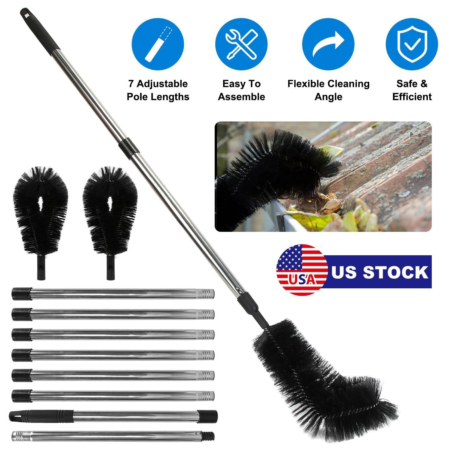 10.5FT Gutter Cleaning Brush w/ Telescoping Handle Rain Cleaner Extendable Tool