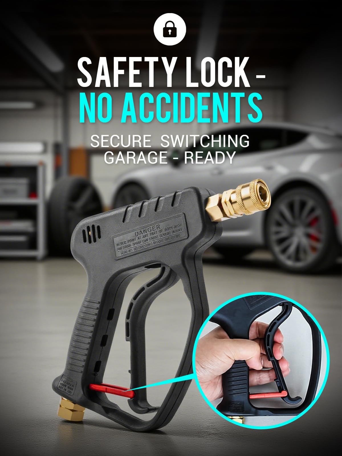 Short Pressure Washer Gun 5000PSI 10.5GPM 3/8 Inch Quick Connect M2214mm