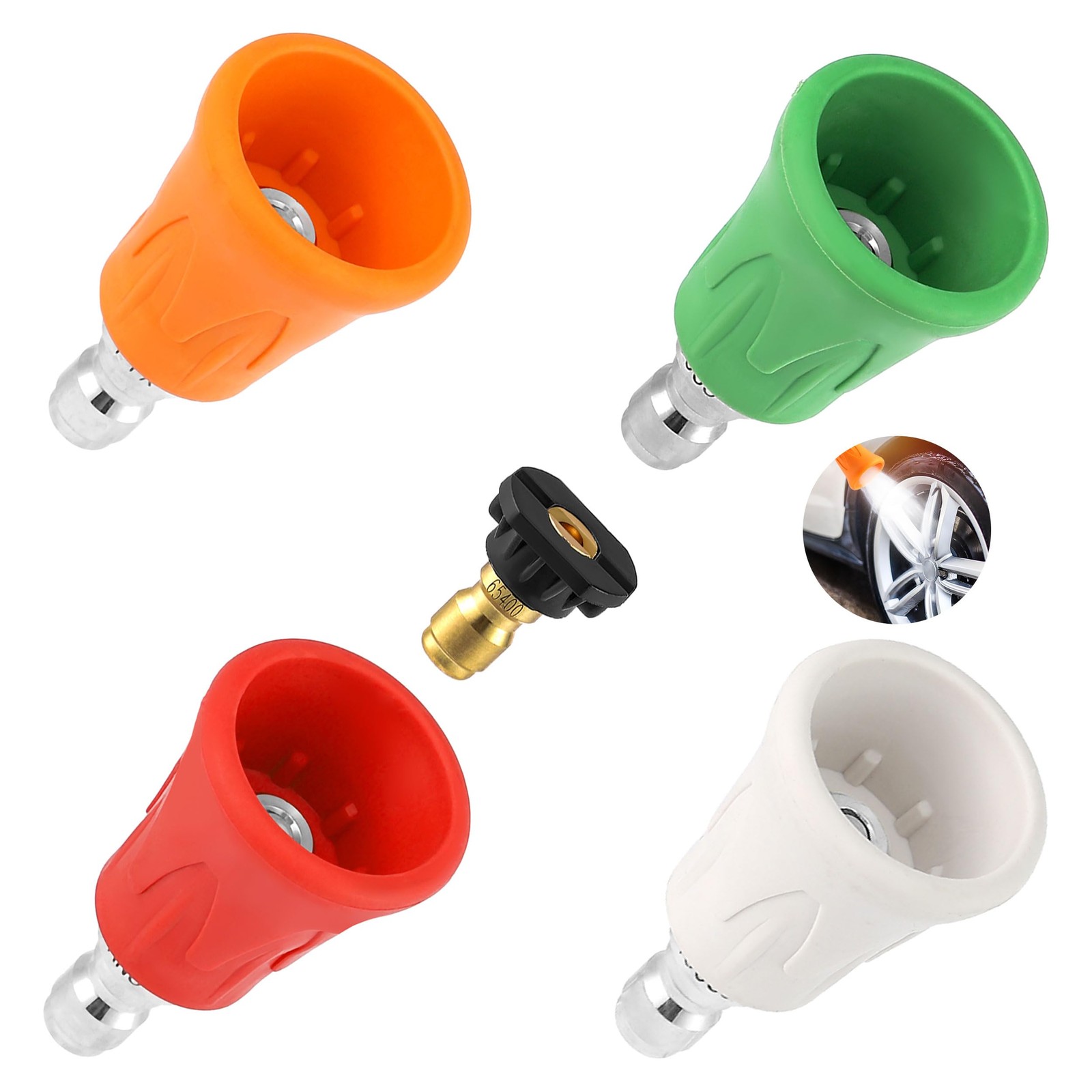 Pressure Washer Nozzle Guard 5 Pcs Stainless Steel with Rubber Protector