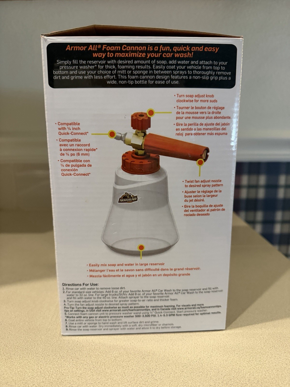 Armor All Foam Cannon 40oz Adjustable Soap Foamer for Pressure Washer Auto/ Home