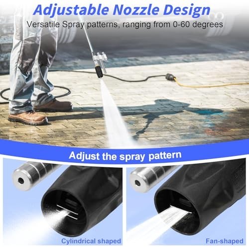 Adjustable 3-in-1 Soft Wash Nozzle, M5 Twist Tip, 0-60° Spray for Pressure Washe