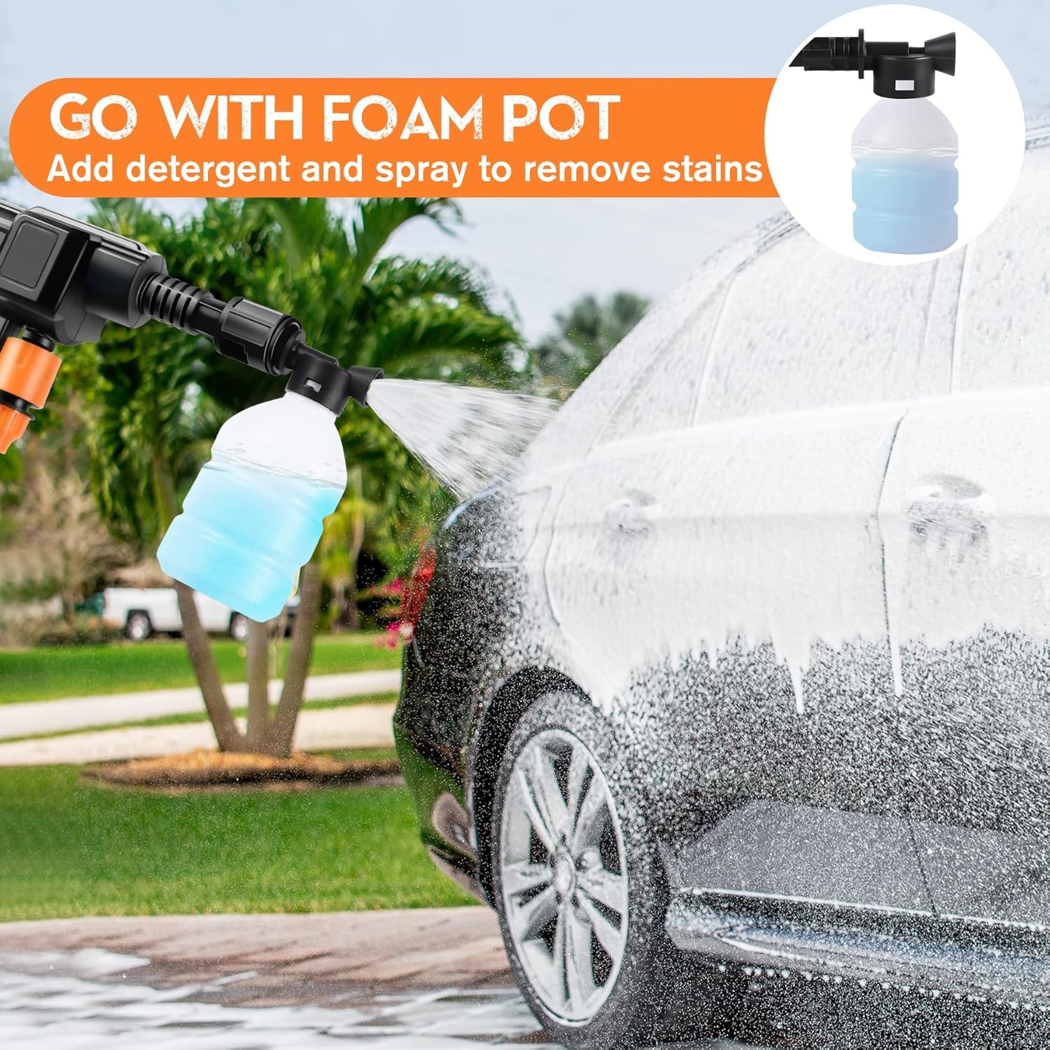 High Pressure Car Power Washer Gun Spray Wand Lance Nozzle and Hose Kit+2 Batter