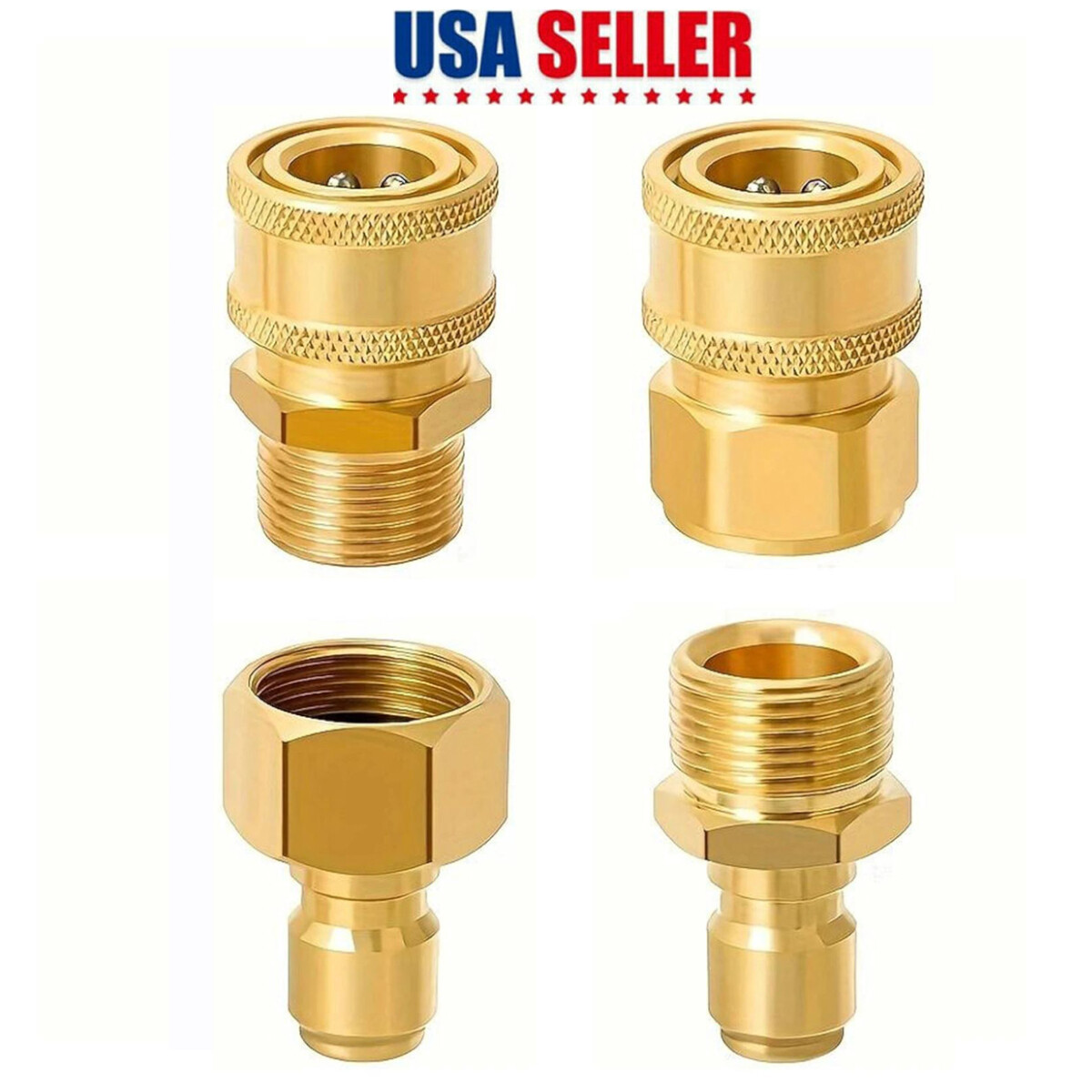 4PC Pressure Washer Adapter Set Quick Disconnect Kit M22 Swivel to 3/8” Connect