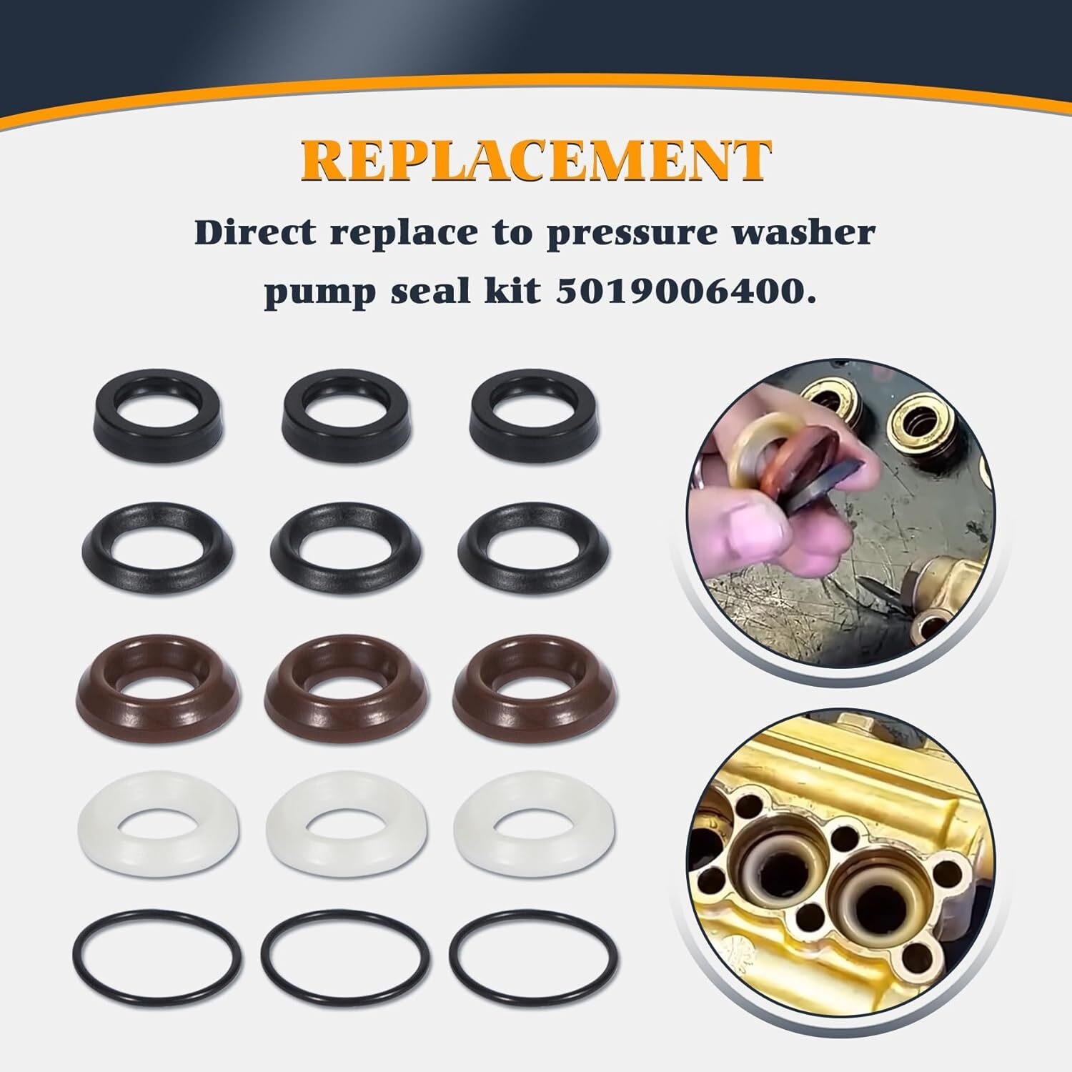 Packing Water Seal Kit 5019006400 Fits for ZWD & ZWDK Series 15mm Pumps Piston