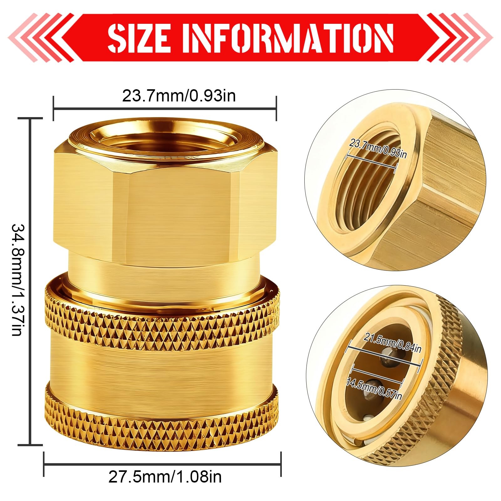 Pressure Washer Couplers Brass Fittings 2 Pack 3/8 Inch Quick Connect To Female