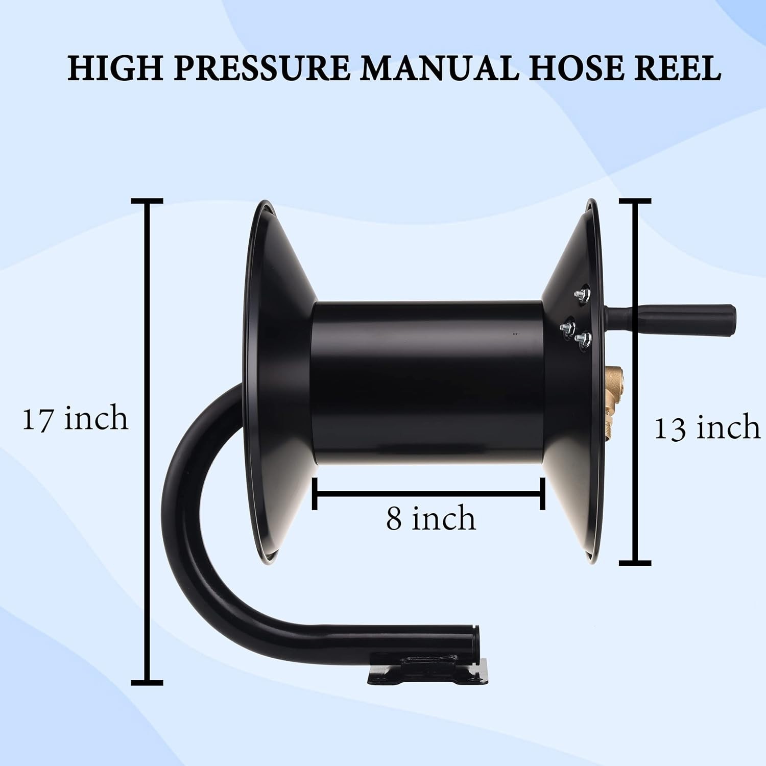 150ft Heavy Duty Steel Pressure Washer Hose Reel with Manual Crank & Bracket