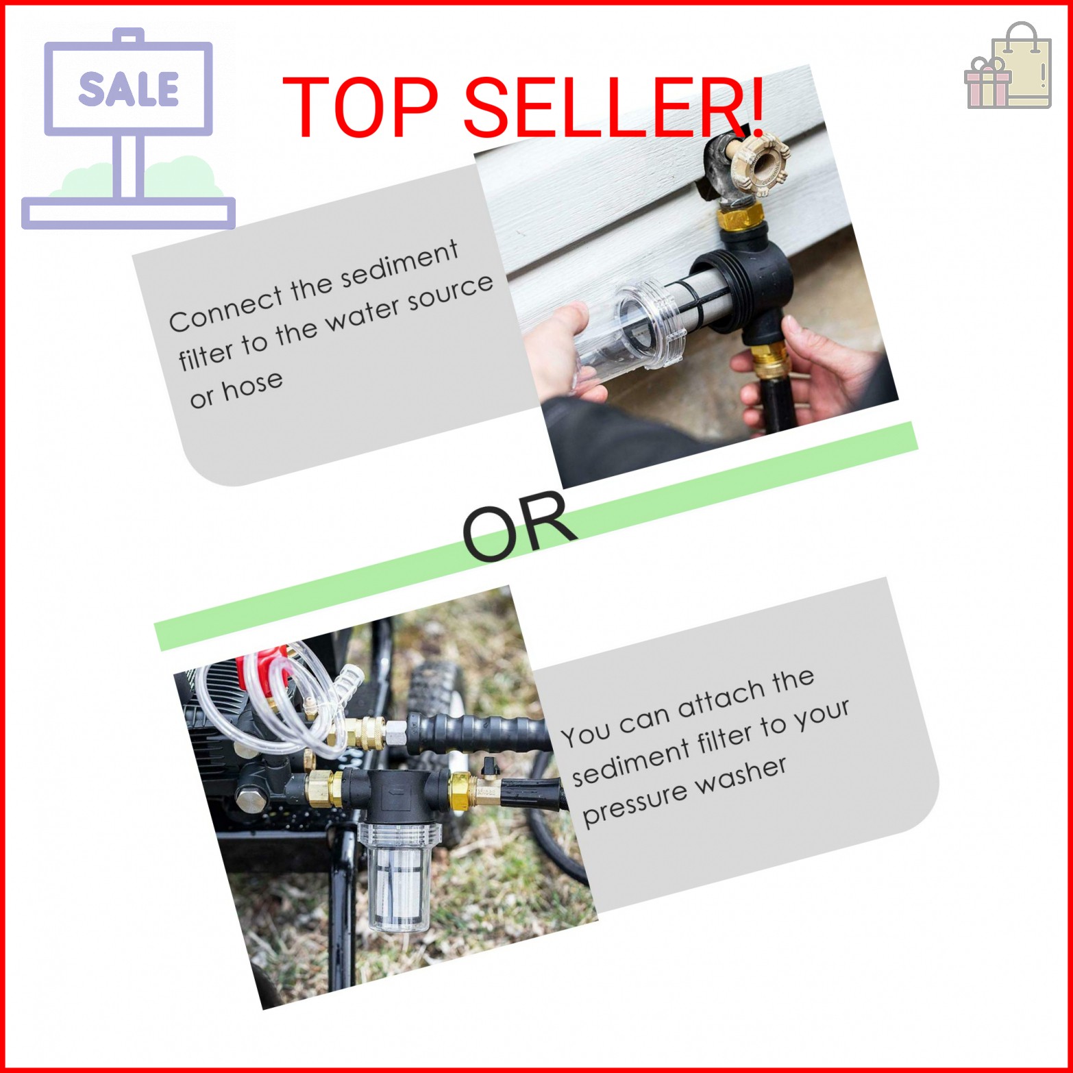 STYDDI in-line Garden Hose Water Filter for Well Water, Line Hose Water Sediment