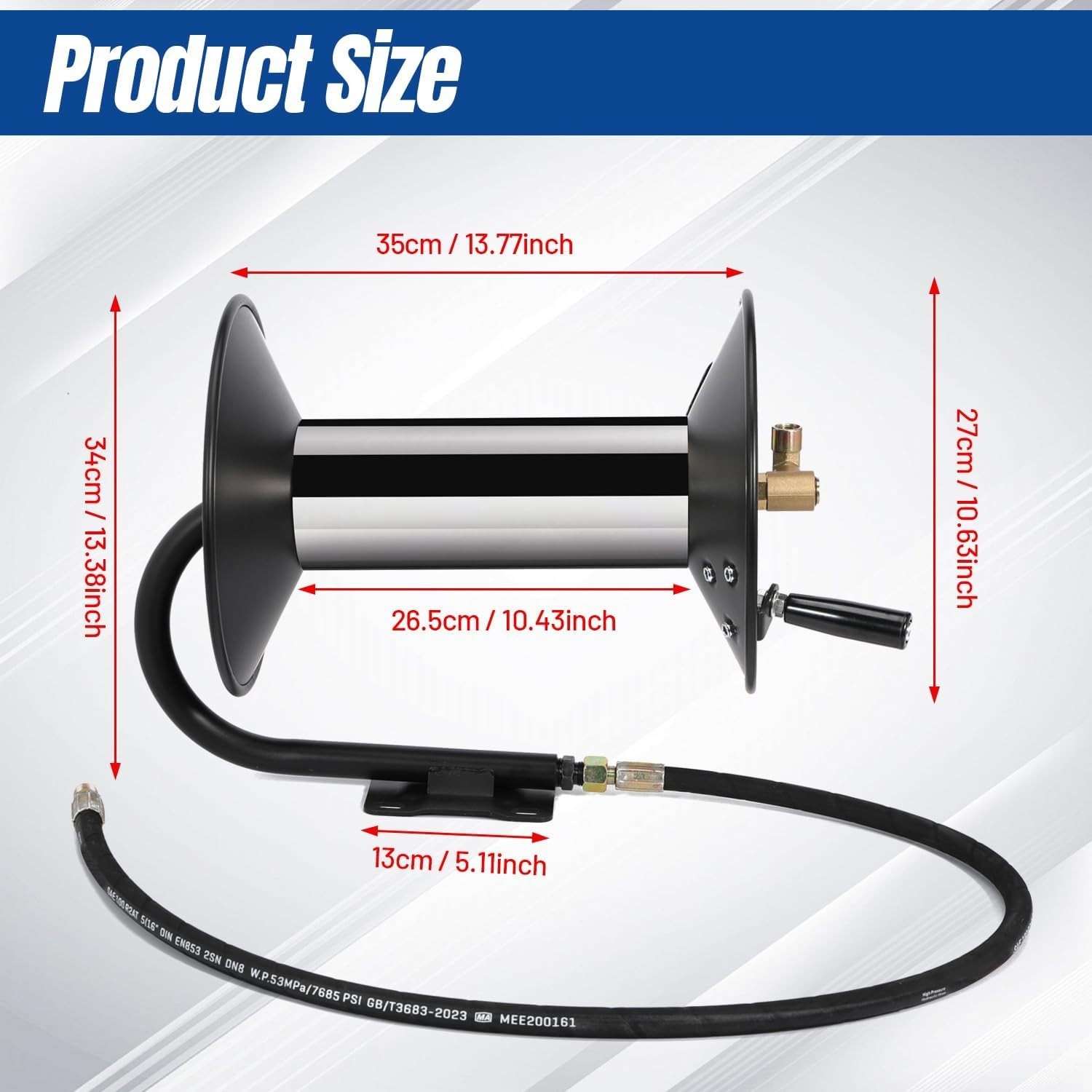3/8″ NPT Pressure Washer Hose Reel Power Washer Hose Reel,4000 PSI, 100FT