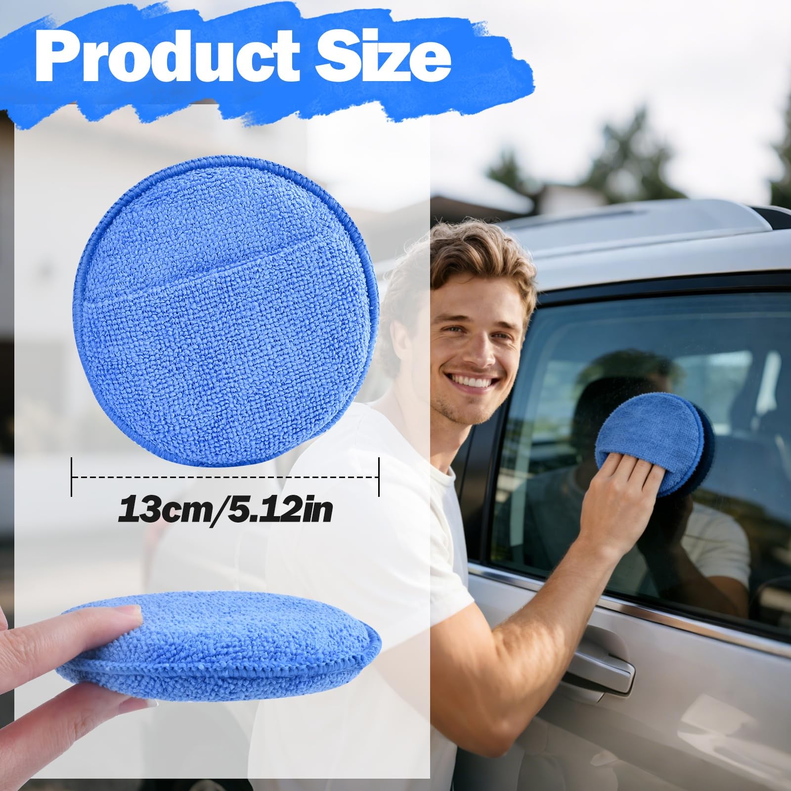 12 Pack Microfiber Wax Applicator Pads with Finger Pocket,Foam Car Wax…