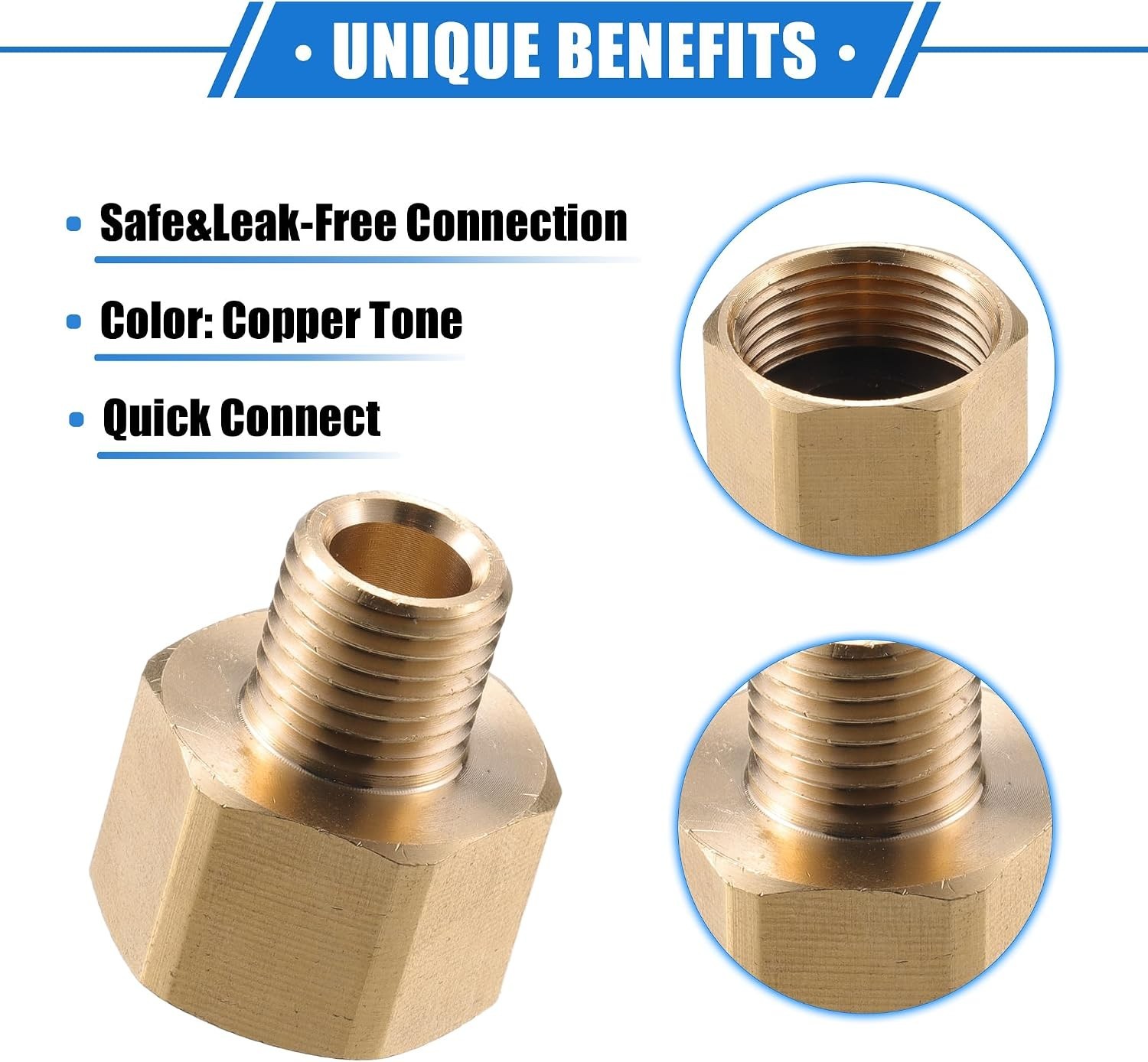 Pressure Washer Connector M22x1.5 to 9mm M14x1.5 Brass Adapter Copper Tone 1pc