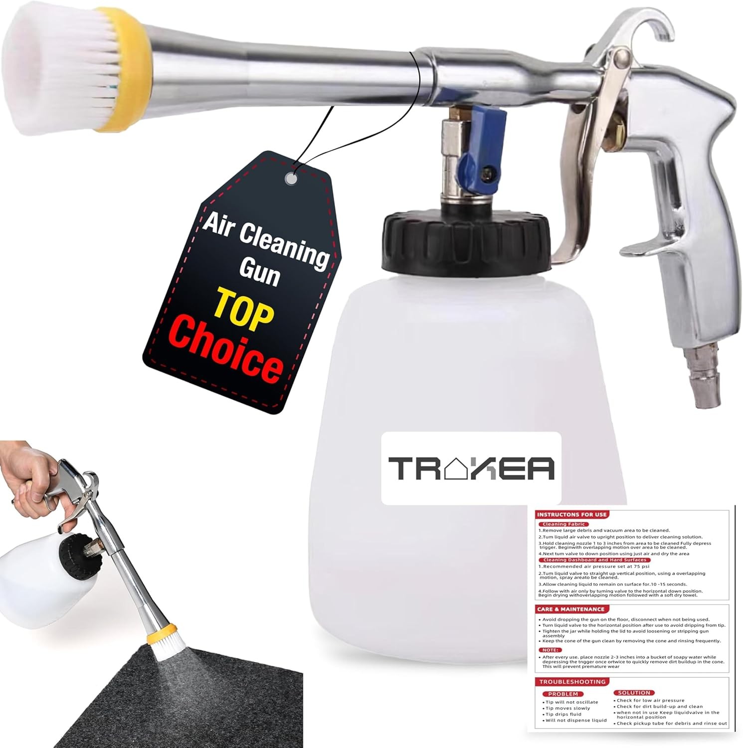 Premium Tornado Car Cleaning Gun, 6-9.2 P High Pressure Air Blow Gun with 2 Set