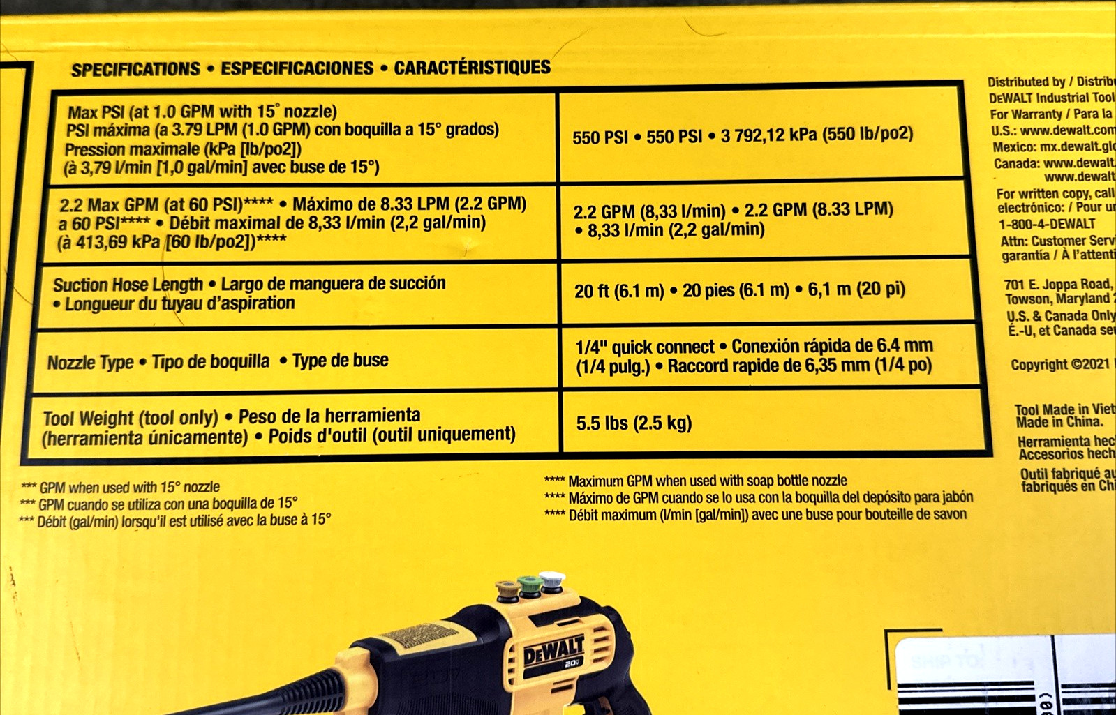 DEWALT DCPW550B 20V MAX Cordless 550-psi Pressure Washer Cleaner Kit Tool Only