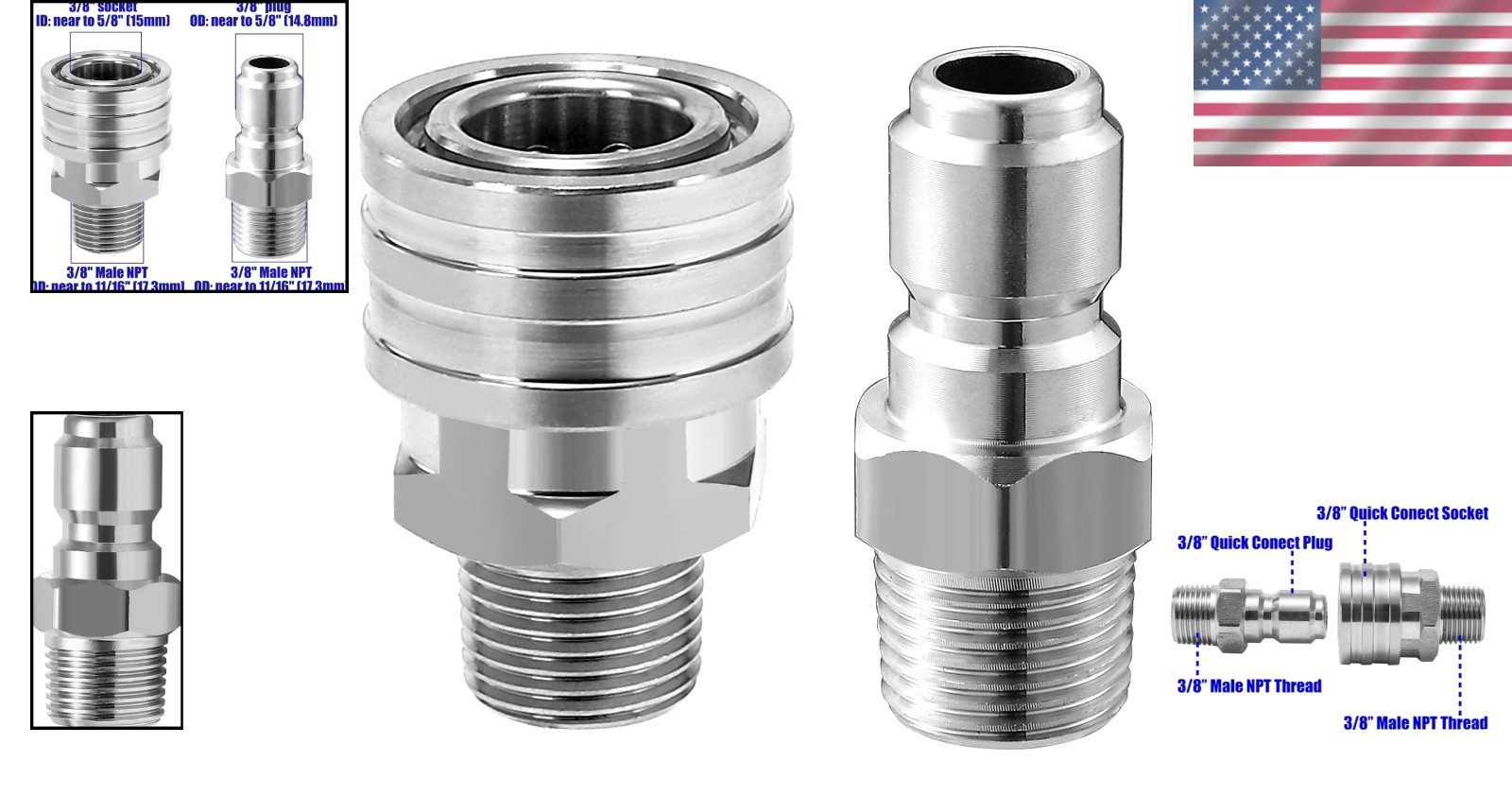 High-Performance Pressure Washer Fittings – 3/8″ Quick Connect & NPT Adapters