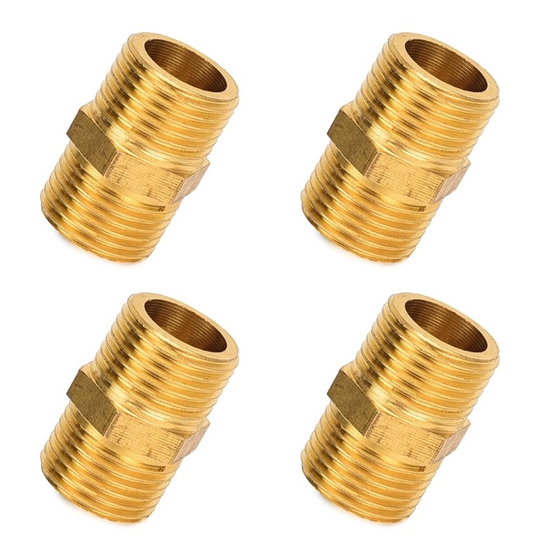 Hexagonal Double Nipples Male to Male Threads Strong Double Nipples 4pcs/set