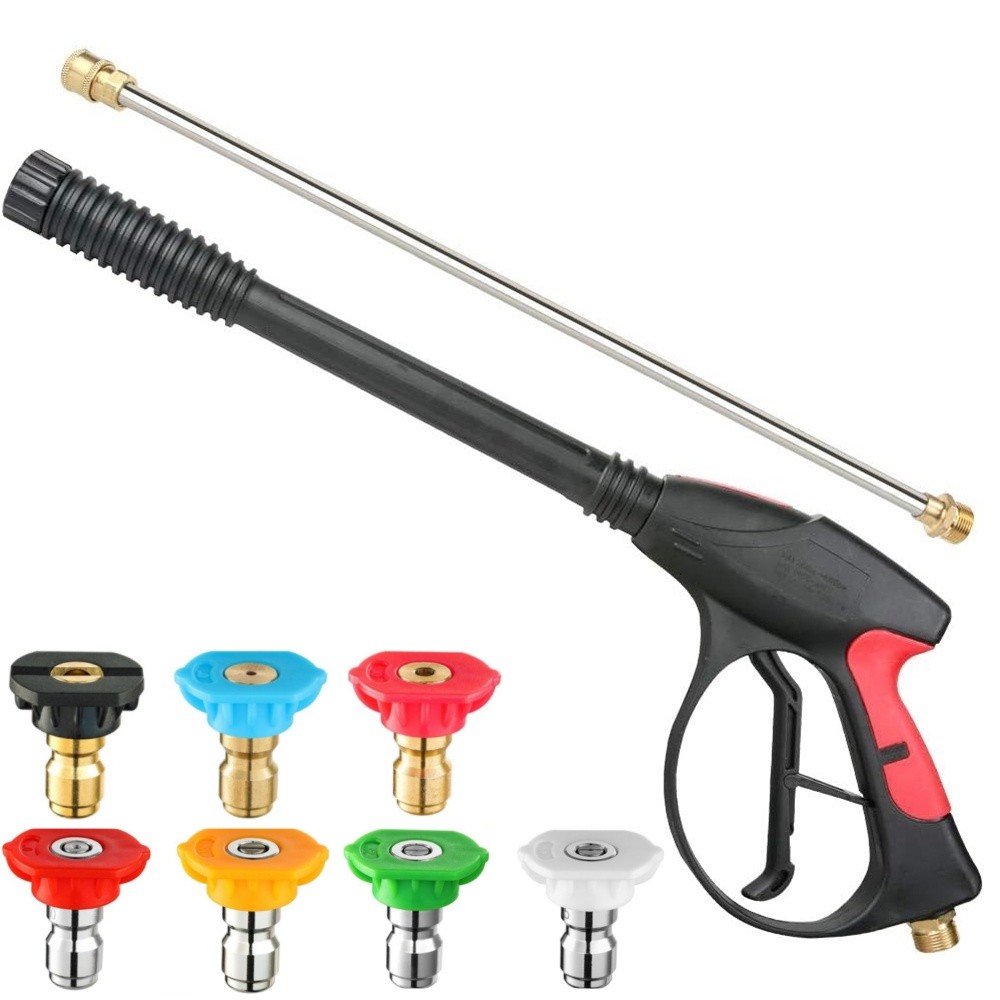 4000PSI High Pressure Car Power Washer Spray Gun Wand Lance Nozzle Tips Kit…