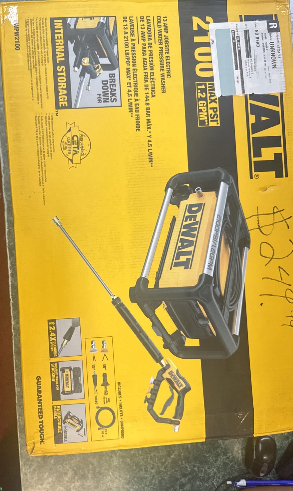 DeWALT DWPW2100 2,100 PSI Electric Cold Water Pressure Washer