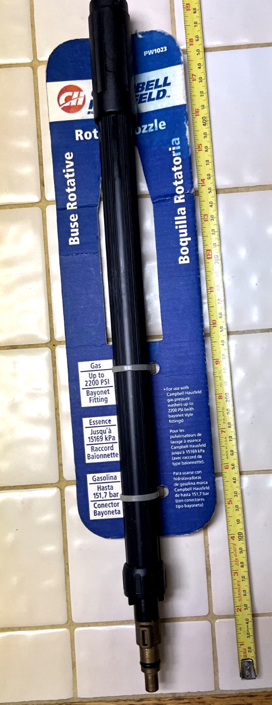 Pressure washer rotary spray bayonet nozzle wand, Campbell Hausfeld PW1022 – NEW