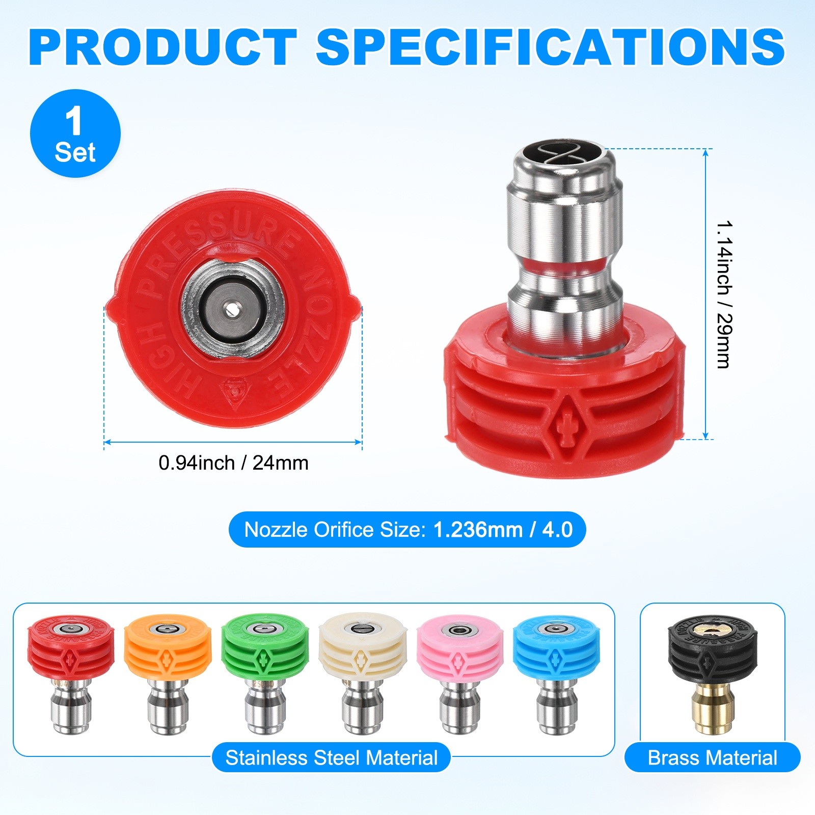 7-Pack Orifice 4.0 Pressure Washer Nozzle Tips [Multicolor]