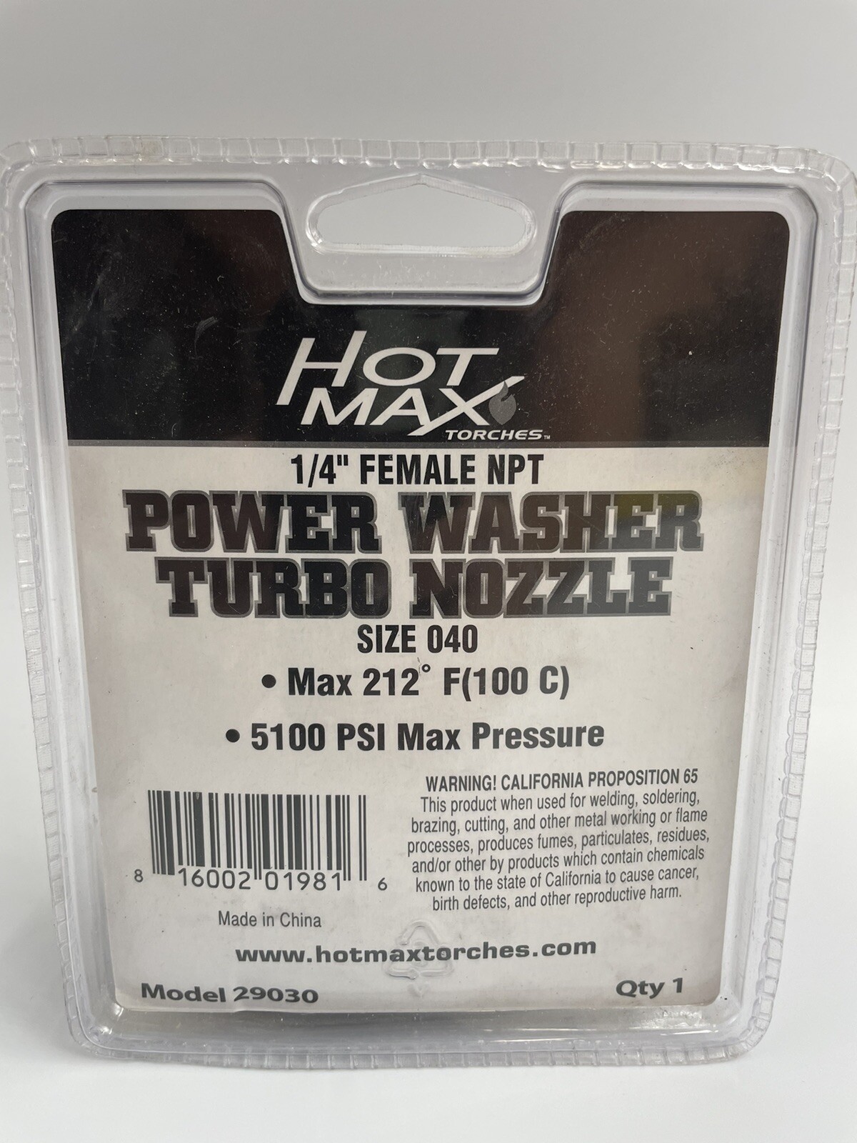Hot Max Torches Power Pressure Washer Turbo Nozzle 29030 – 5100 PSI – Size 040