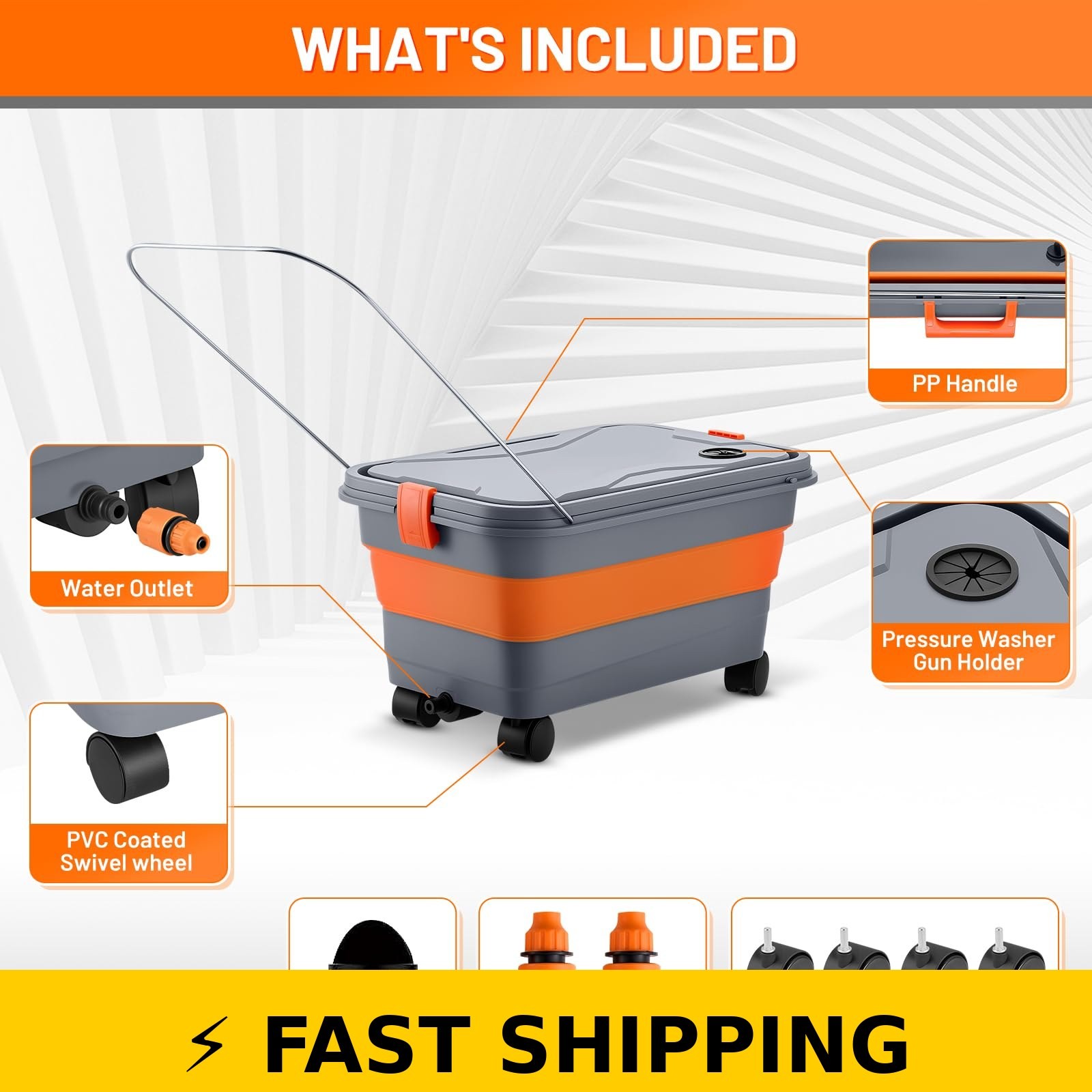 This Hill 5.5 Gallon Collapsible Car Wash Bucket with Wheels