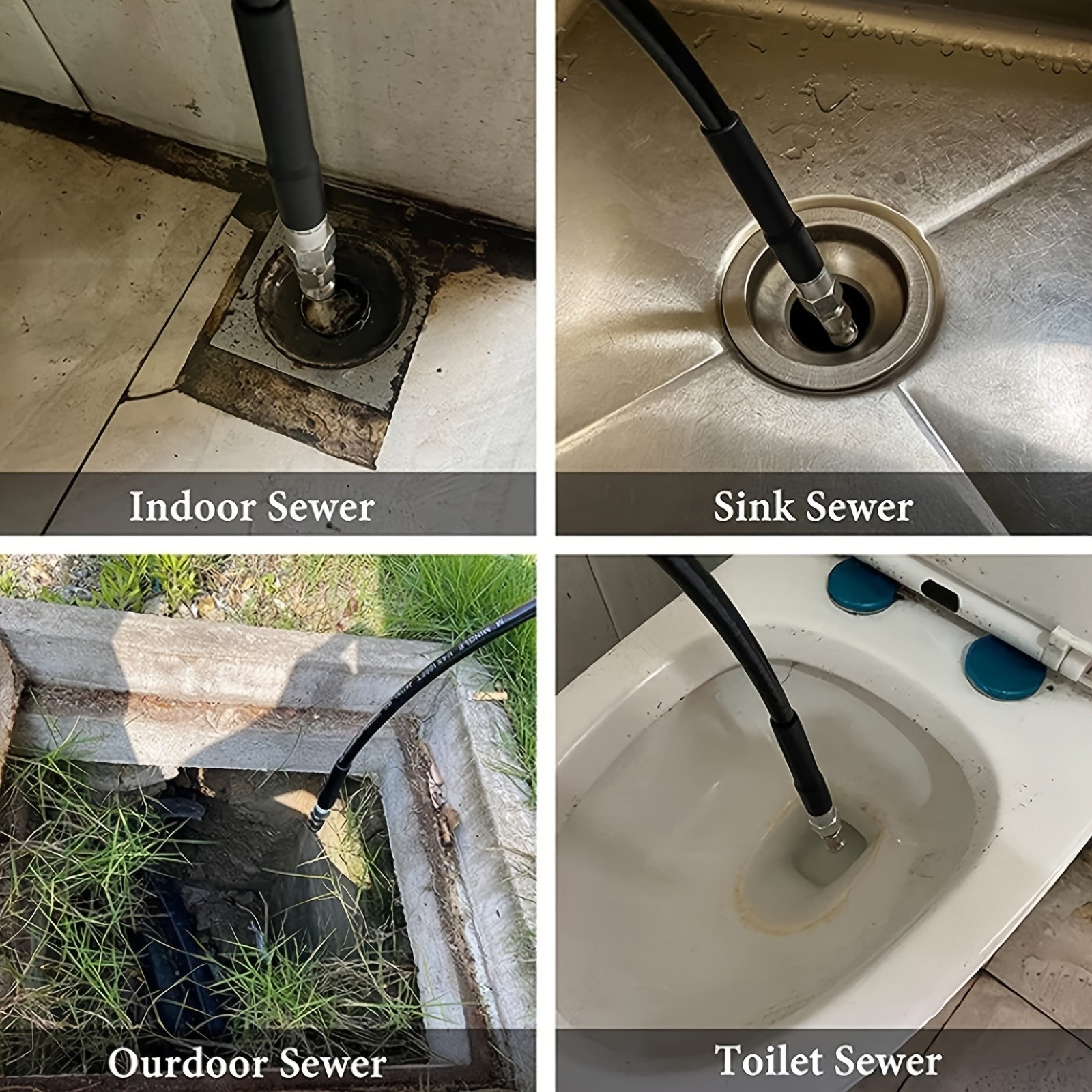 Stainless Steel Pipe Drain Cleaning Nozzle – 1/4 Quick Connect for Clog Removal