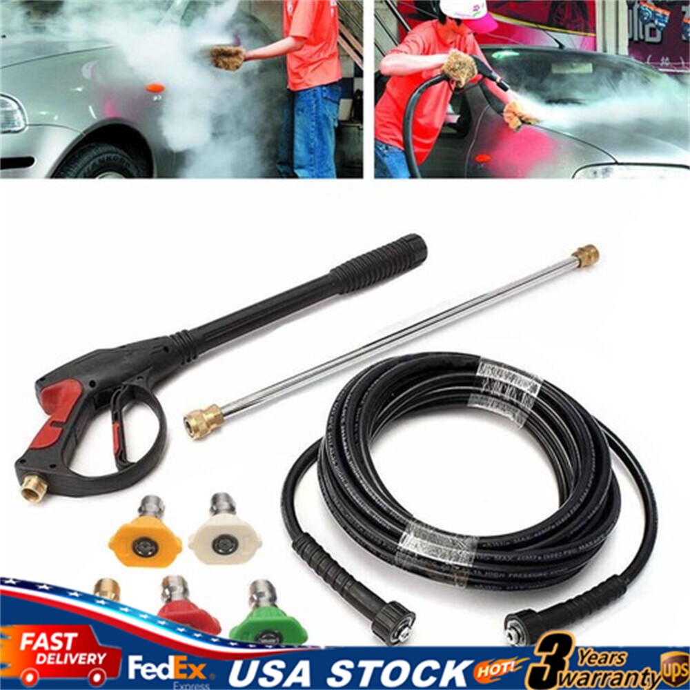 3000 PSI High Pressure Car Power Washer Gun Spray Wand Lance Nozzle and Hose Kit
