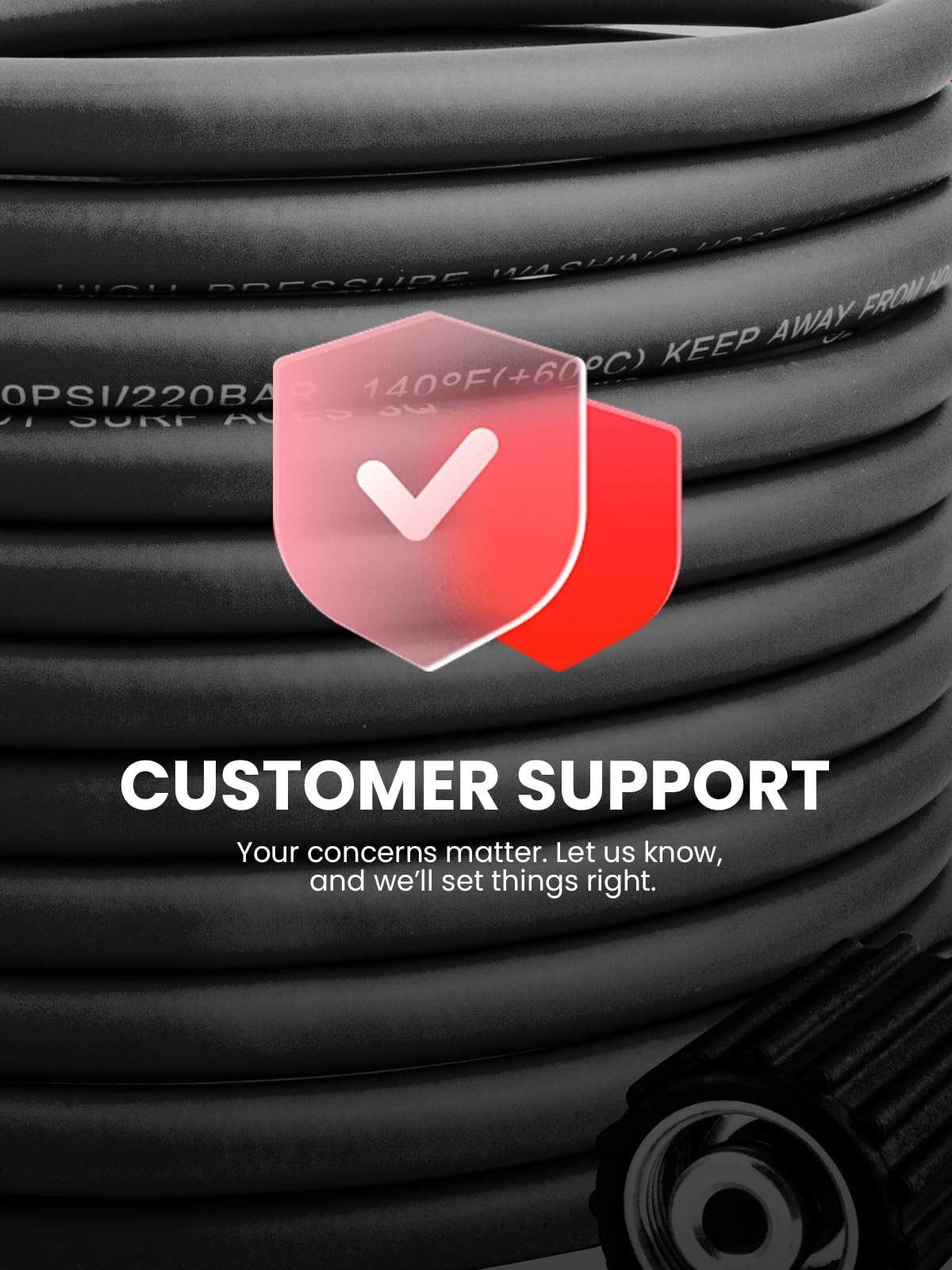 25ft Ultra Flexible Pressure Washer Hose, M22 14mm Non-Leak Fitting, 3200PSI